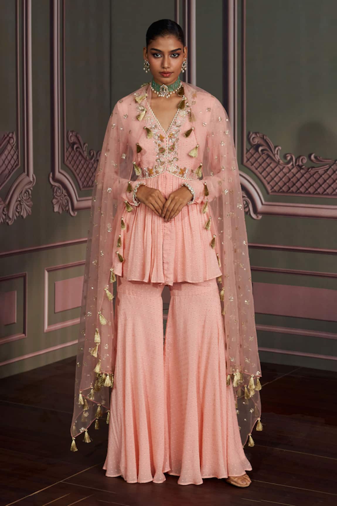 Mustard Moon by Neyha and Vrinda Liva Rose Pink Kurta Set with Dupatta 