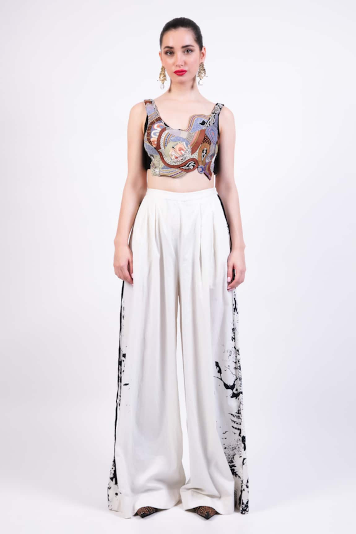 AK-OK Designer Silk Top & Pant Set 