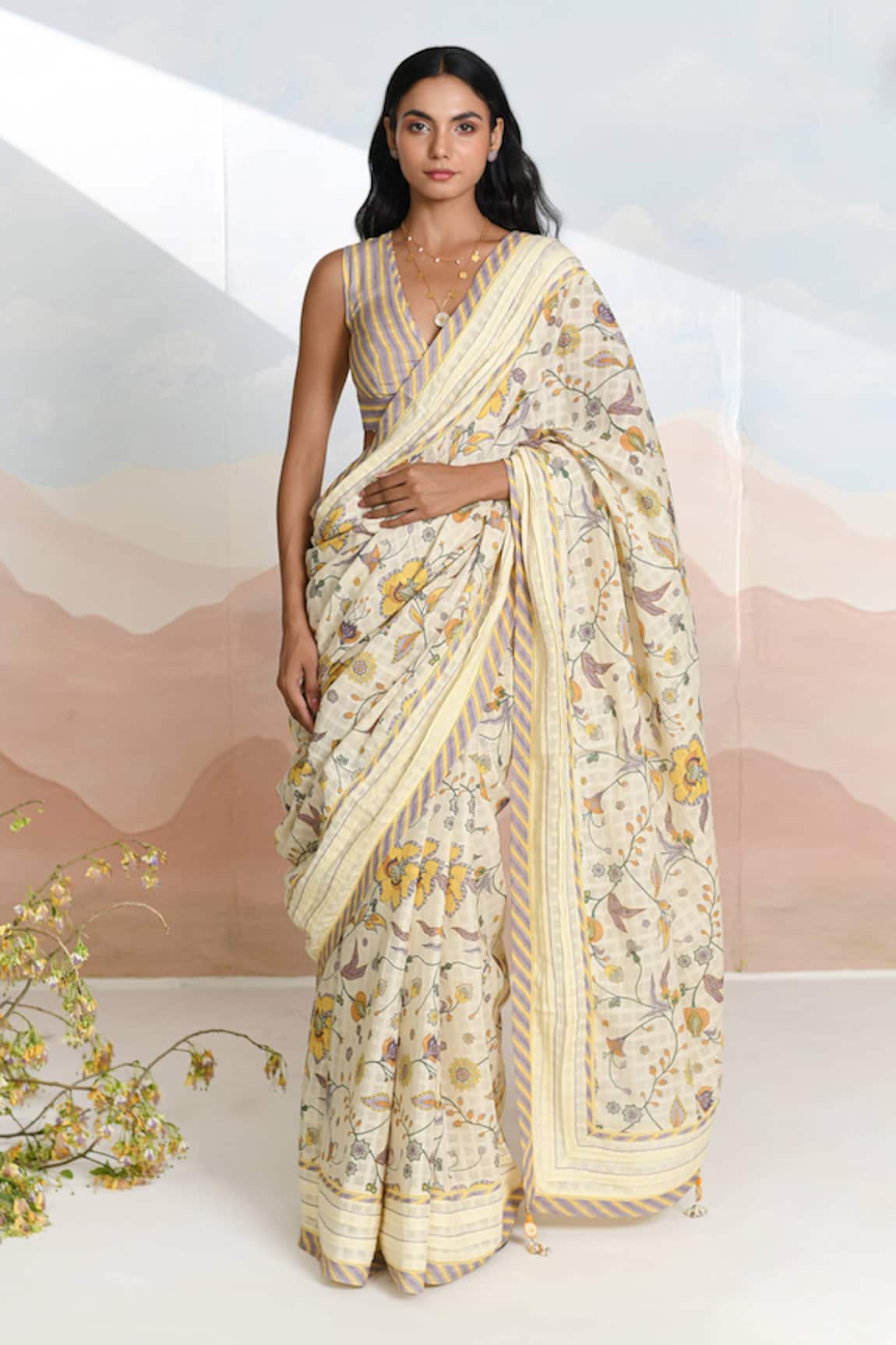 BAISE GABA Bloomline Designer Saree With Blouse 