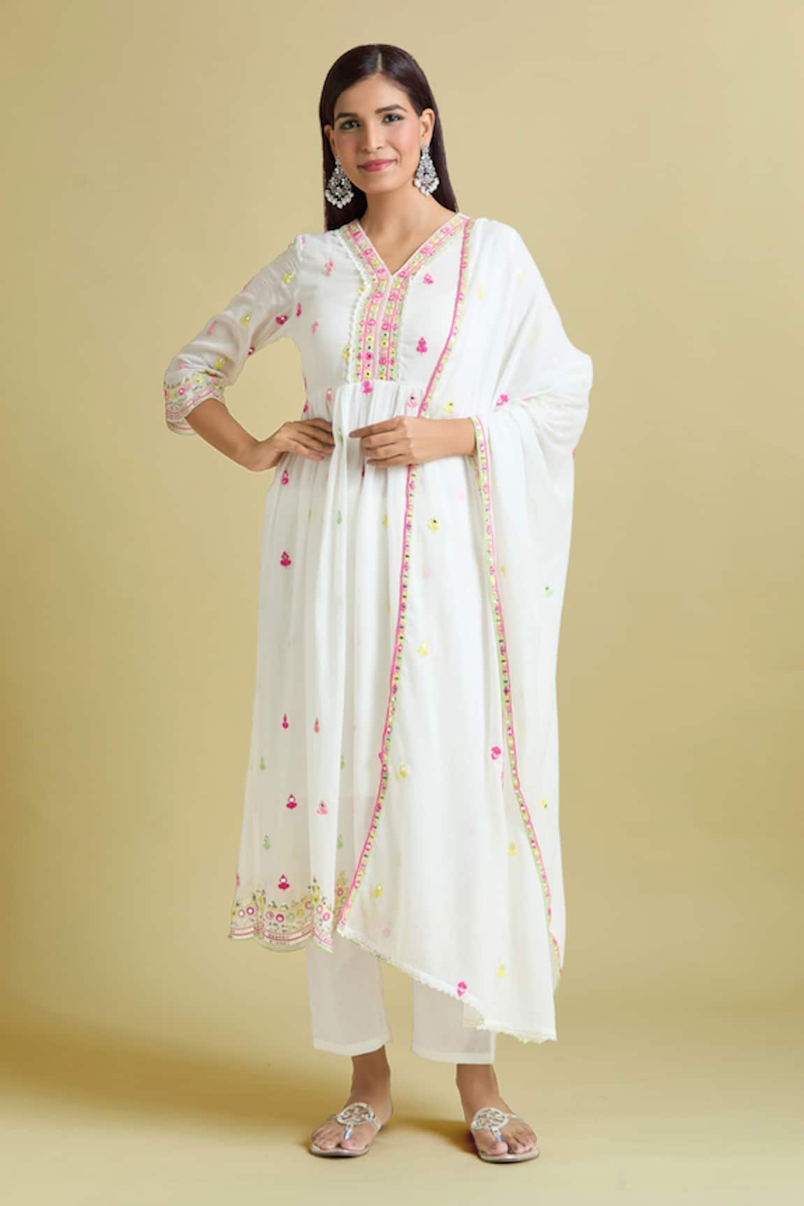 Samyukta Singhania Sequins Embroidered Anarkali Pant Set 