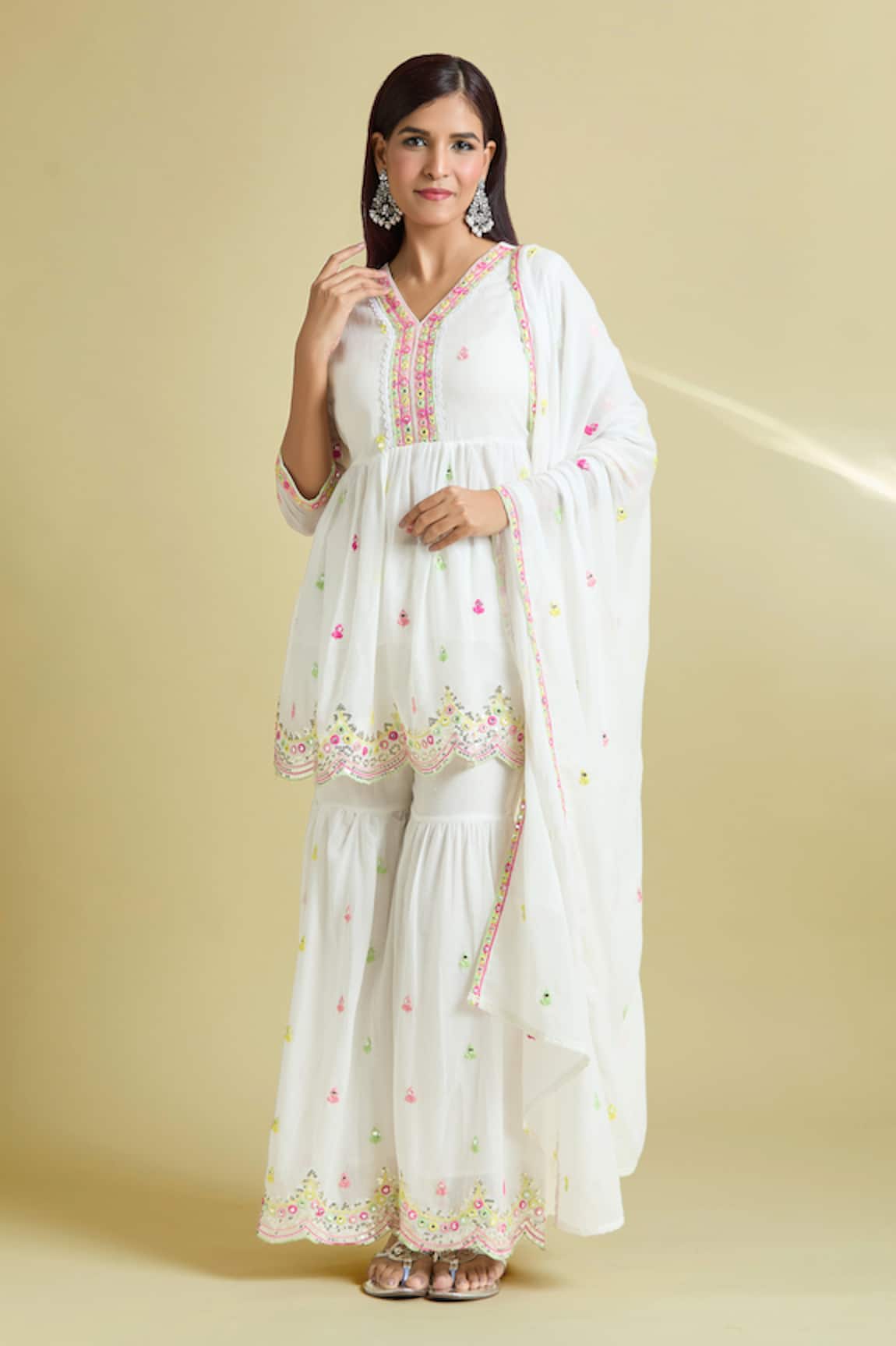 Samyukta Singhania Sequins Embroidered Peplum Kurta Sharara Set 