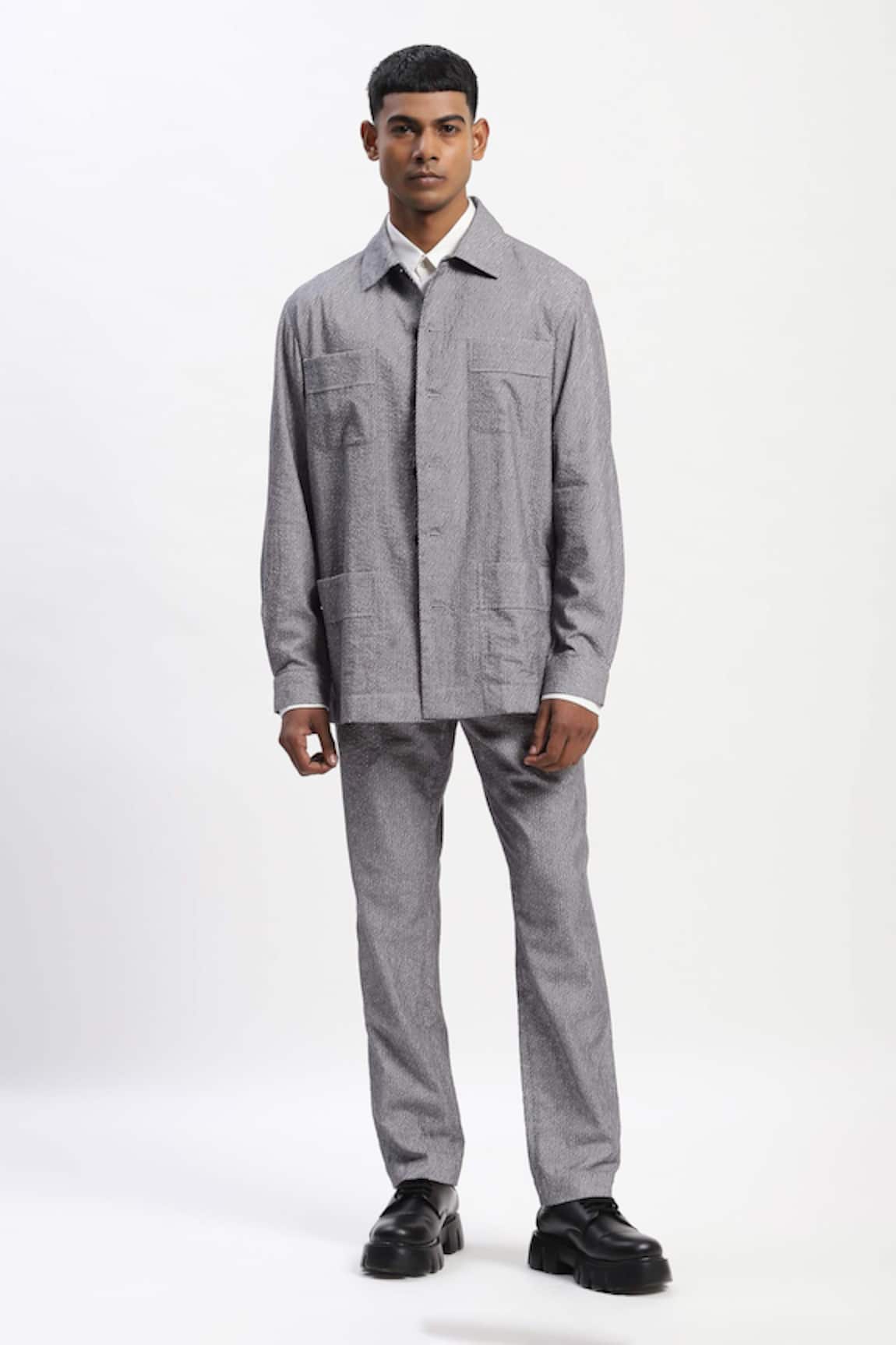 ABRAHAM AND THAKORE Diagonal Print Casual Trouser 