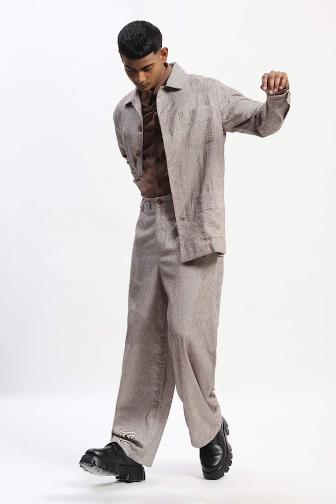 ABRAHAM AND THAKORE Diagonal Print Casual Trouser 