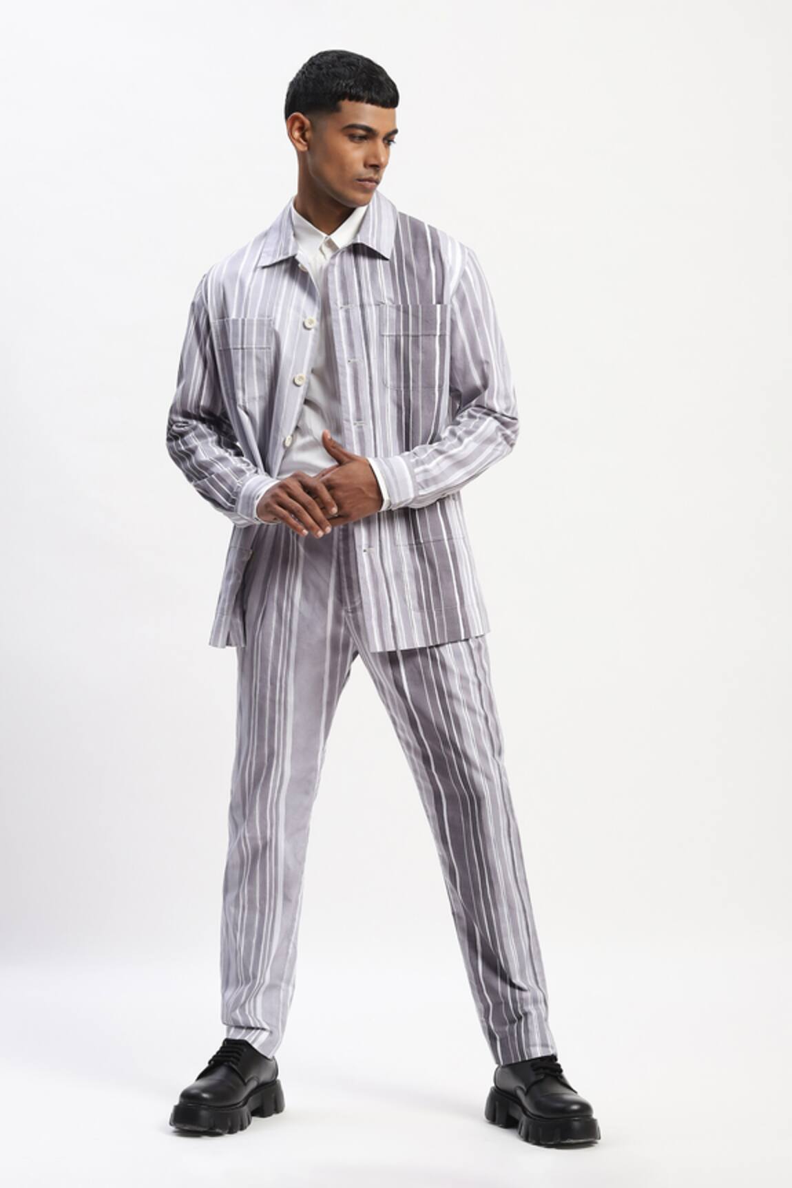 ABRAHAM AND THAKORE Watercolour Stripes Trouser 