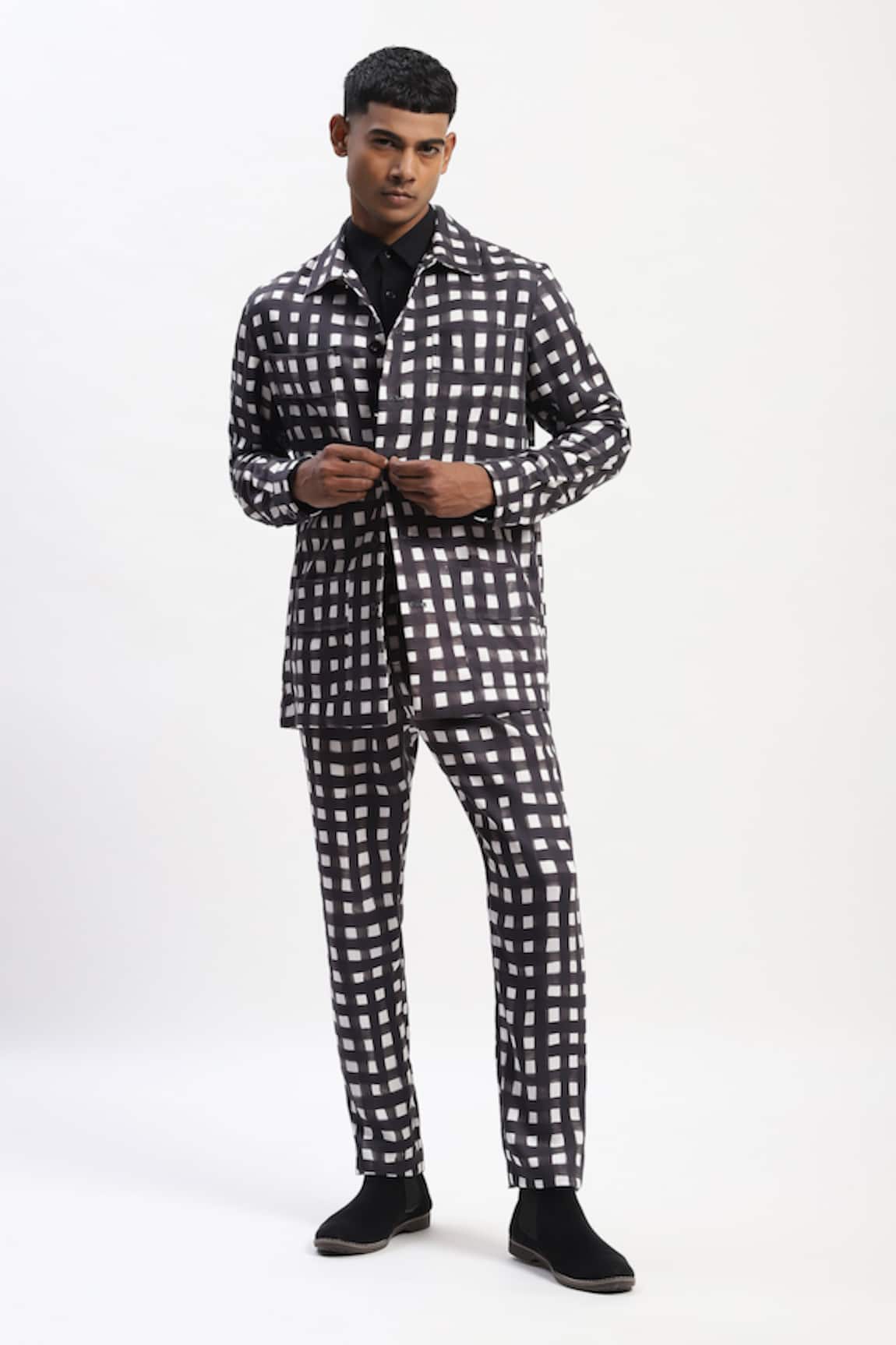 ABRAHAM AND THAKORE Watercolour Checks Trouser 
