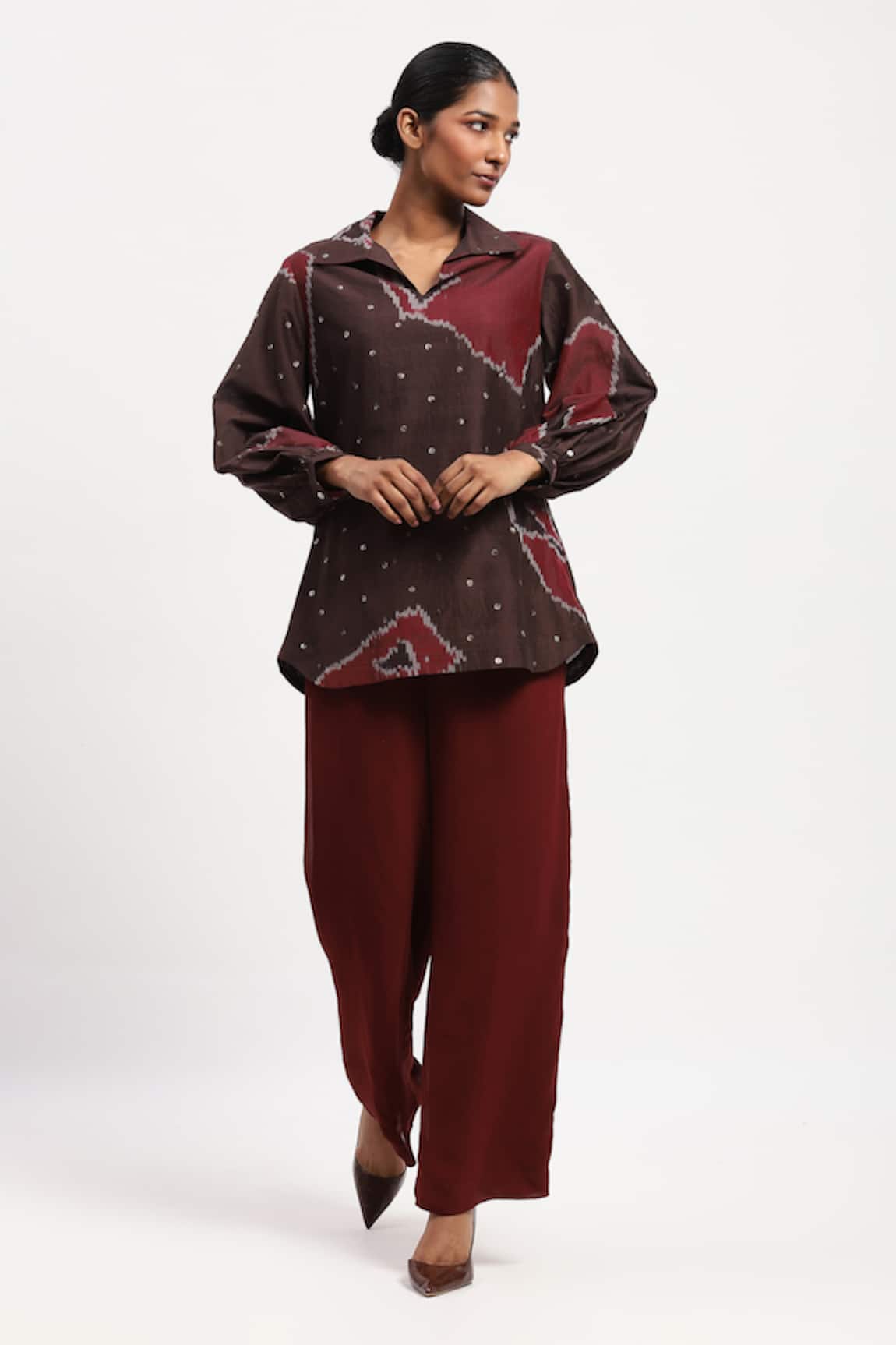ABRAHAM AND THAKORE Bark Cloth Ikat Shirt 