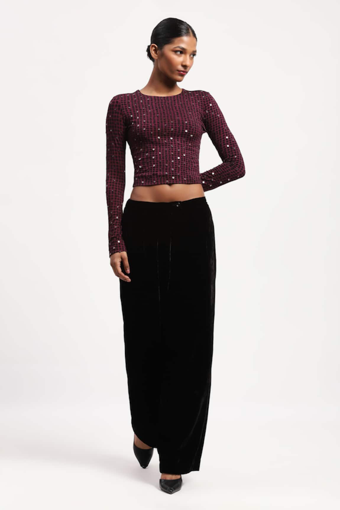 ABRAHAM AND THAKORE Embellished Dot Print Top 