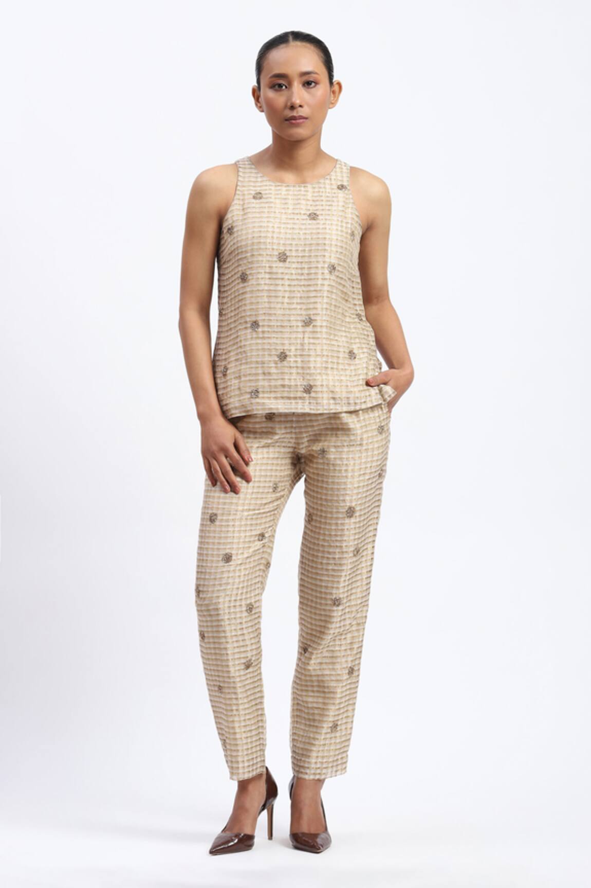 ABRAHAM AND THAKORE Gold Maheshwar Trouser 