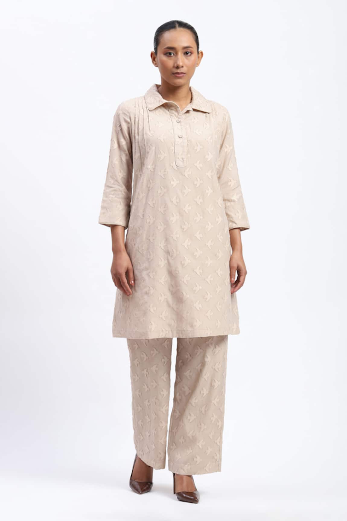 ABRAHAM AND THAKORE Bird Cutwork Trouser 