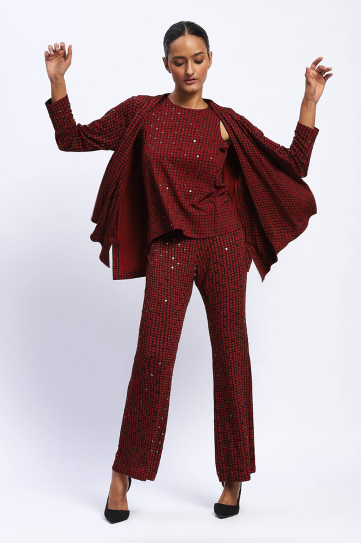 ABRAHAM AND THAKORE Embellished Dot Print Trouser 