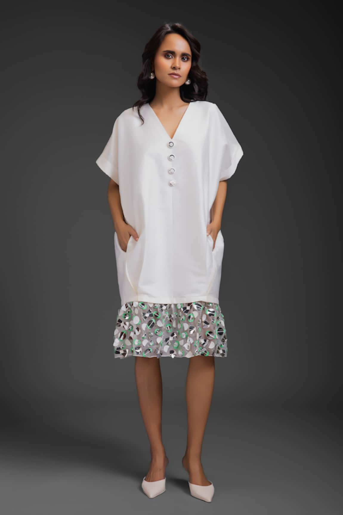 Deepika Arora White Taffeta Designer Dress 