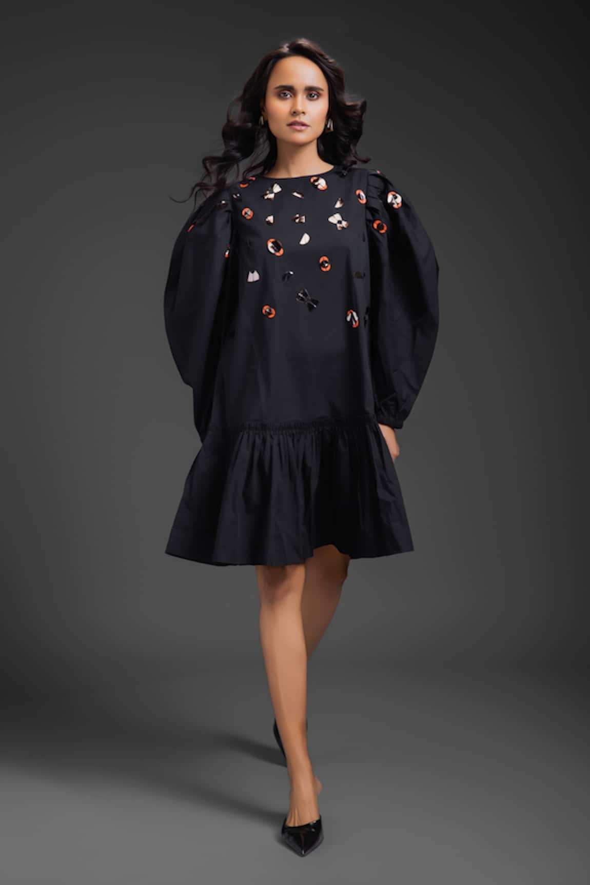Deepika Arora Black Puff Sleeve Designer Dress 