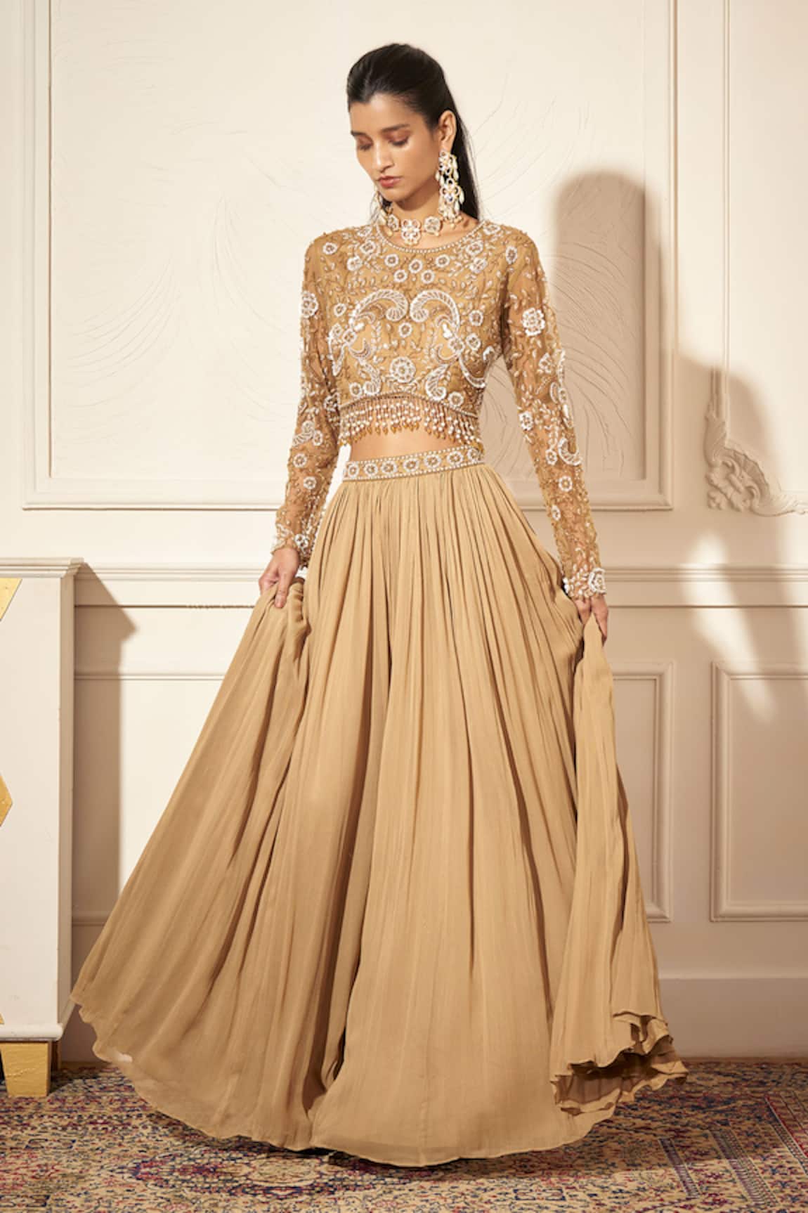 Rimple Agrawal Designer Gold Embroidered Palazzo Set 