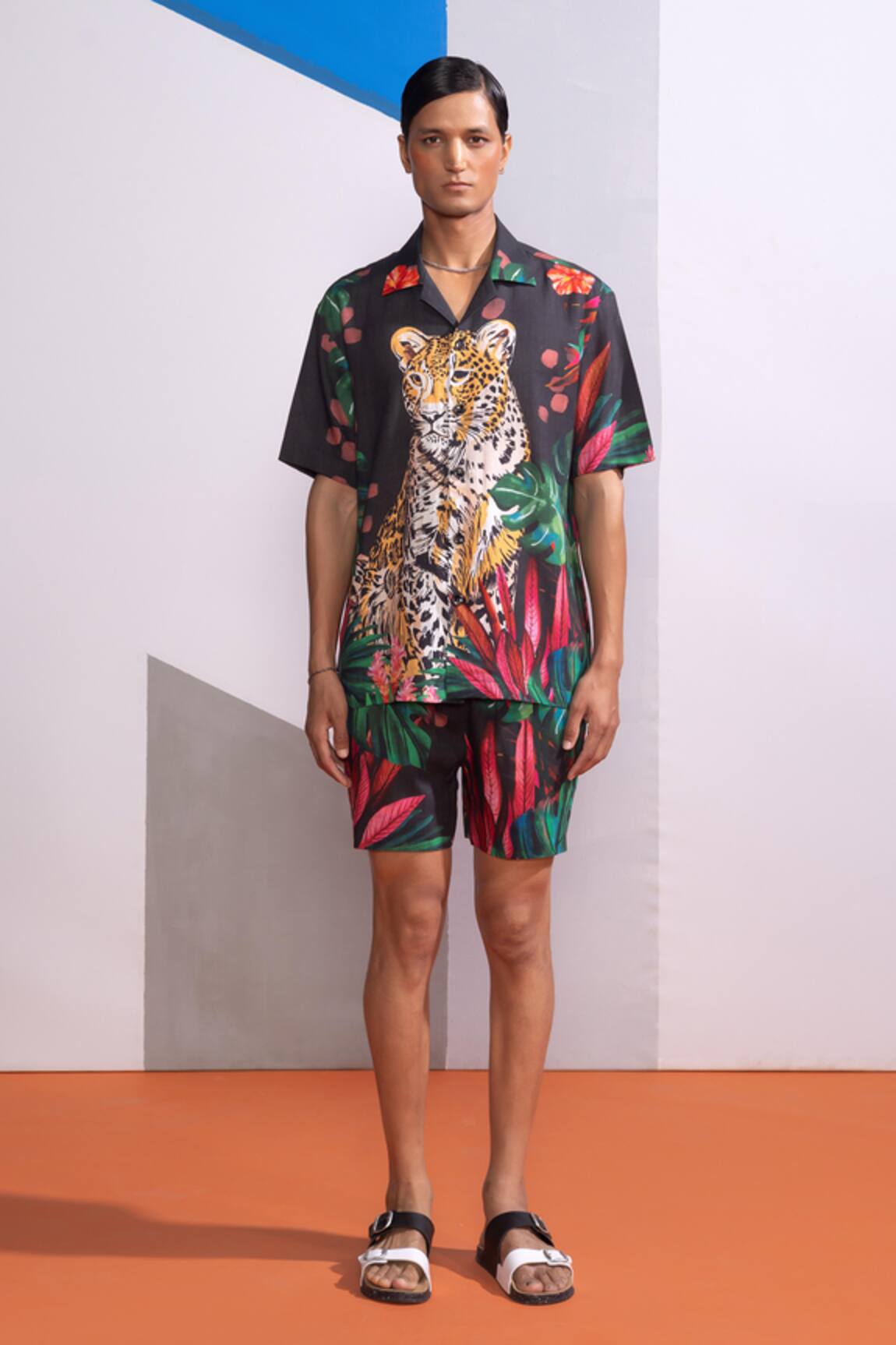 Nautanky Charcoal Feral Flora Shirt & Shorts Set 