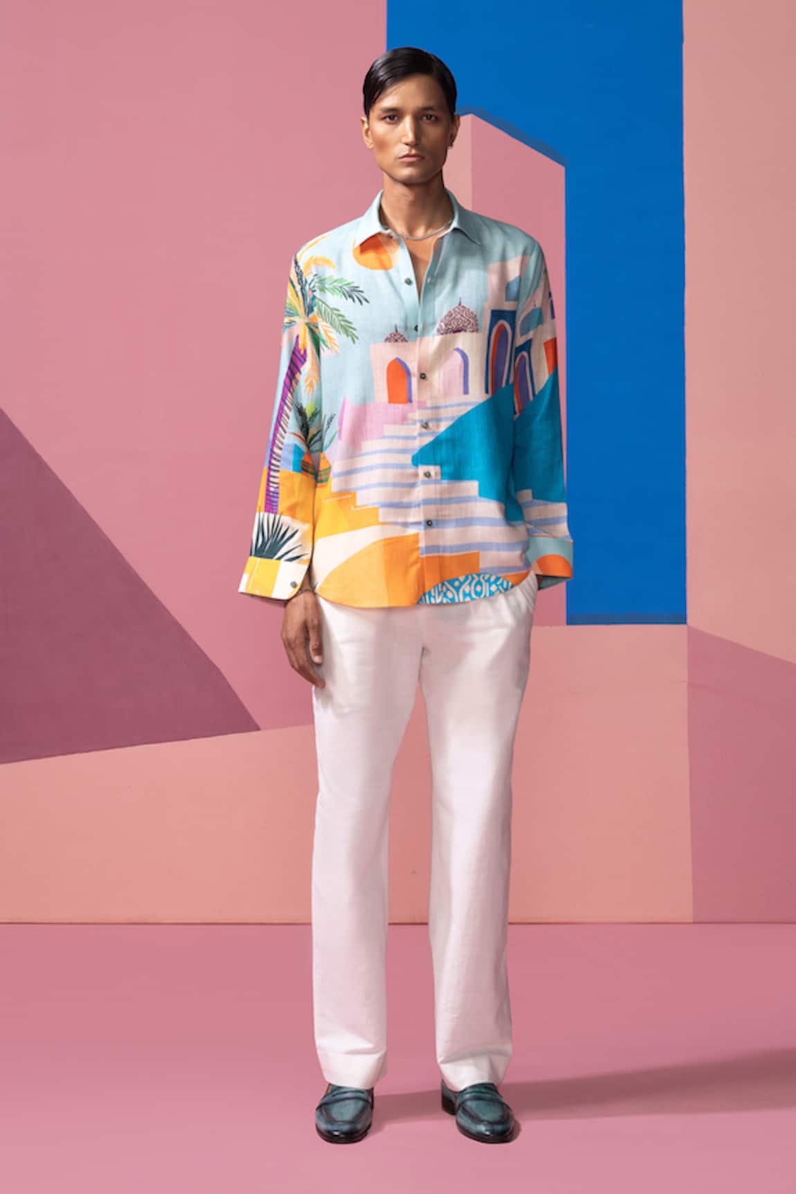 Nautanky Designer Ice Blue Full Sleeve Shirt 