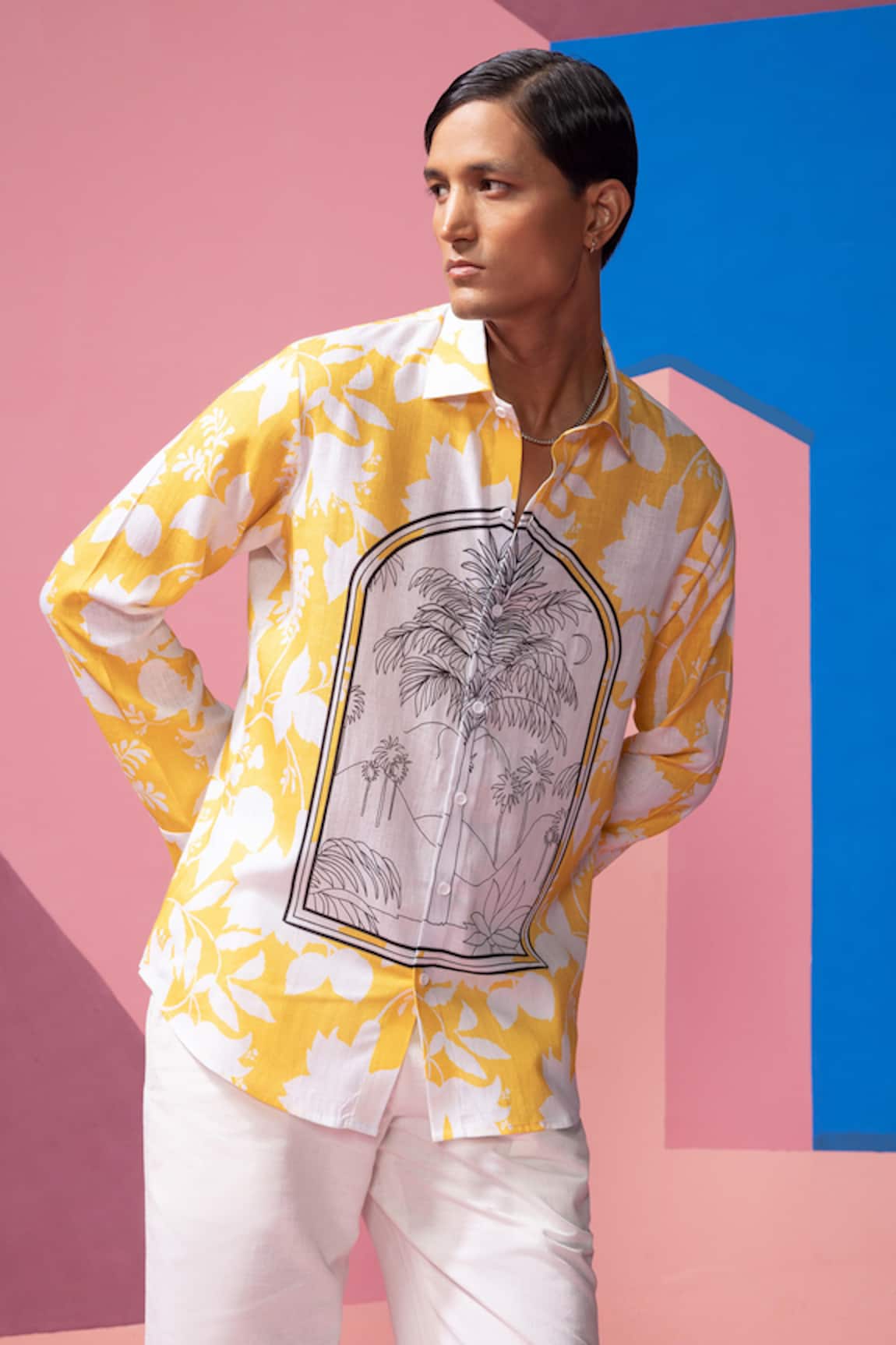 Nautanky Yellow Window Pane Full Sleeve Shirt 