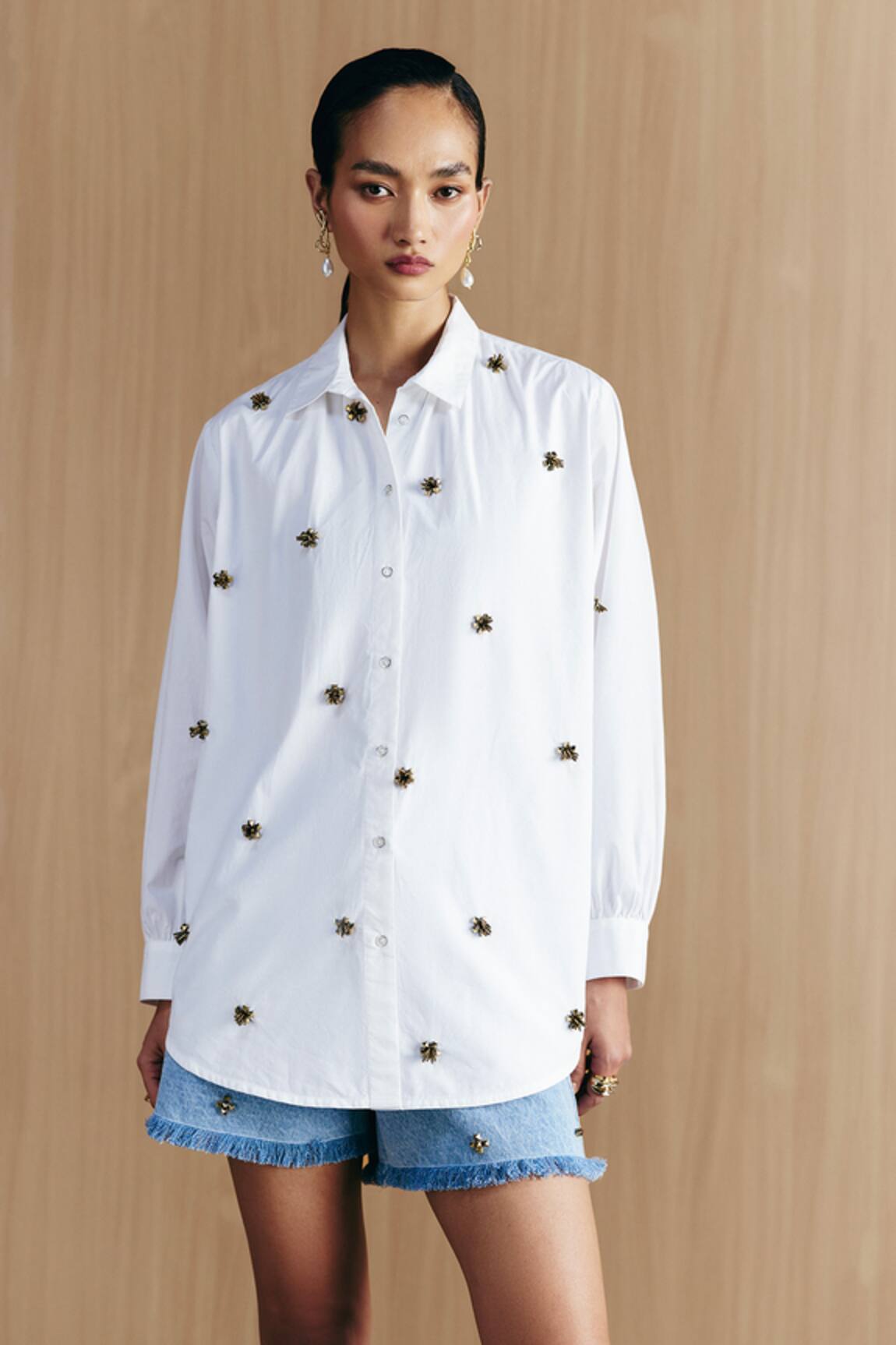 Mellowdrama White Embellished Shirt 
