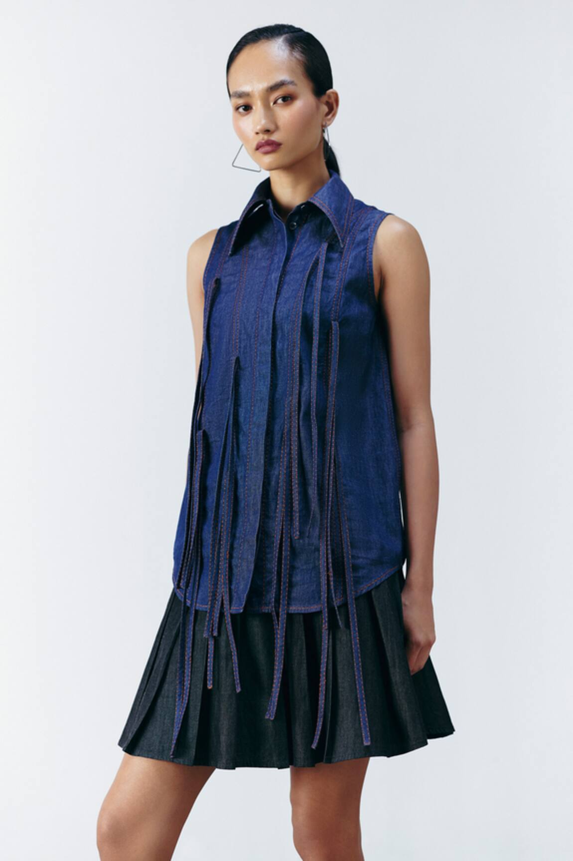 Mellowdrama Denim Fringe Shirt 