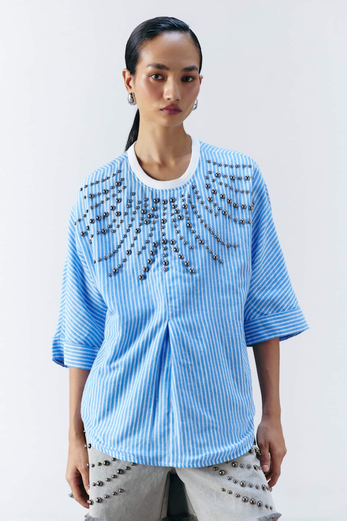 Mellowdrama Sunray Studded Stripe Top 