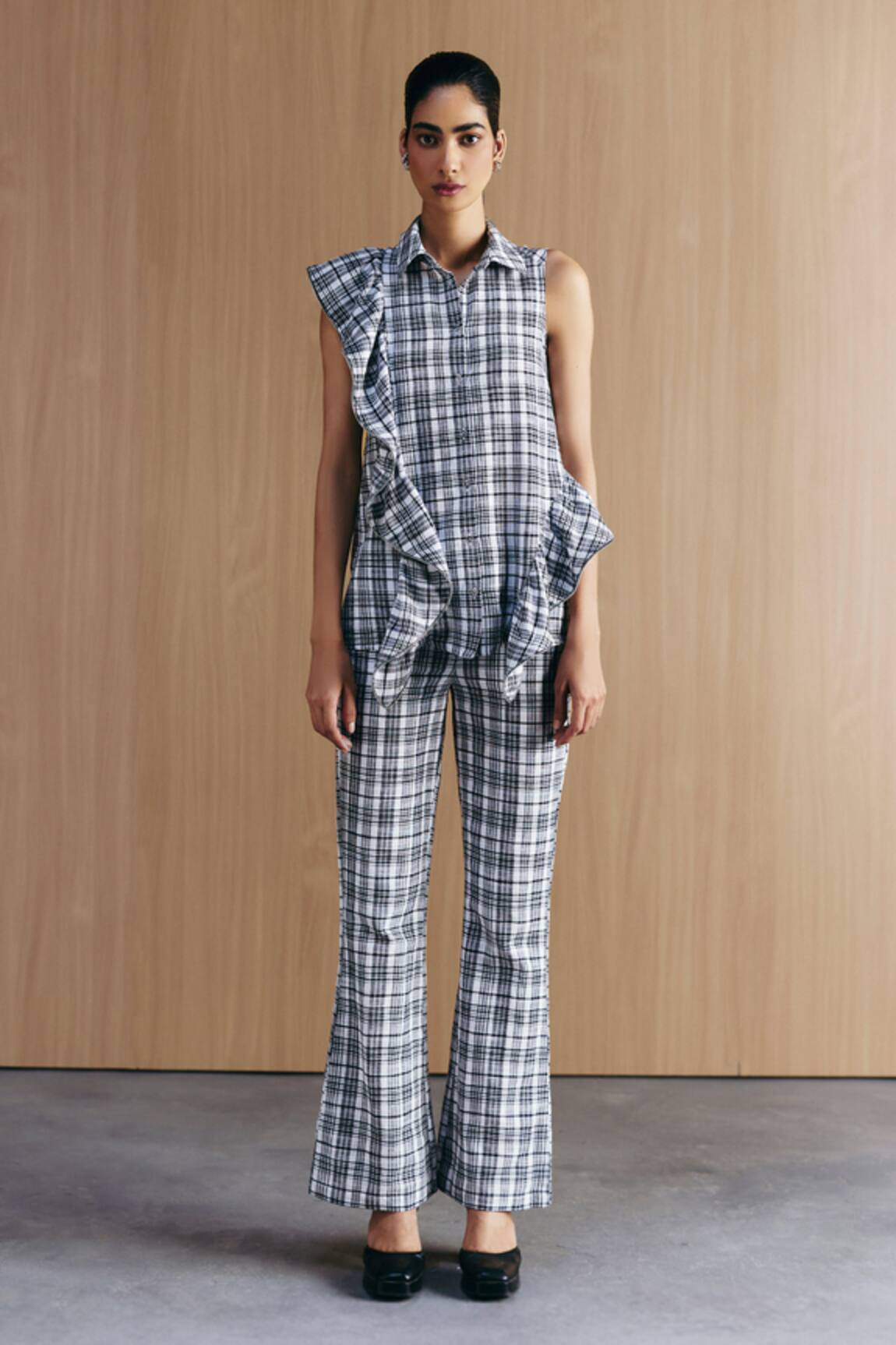 Mellowdrama Check Fit & Flare Pants 