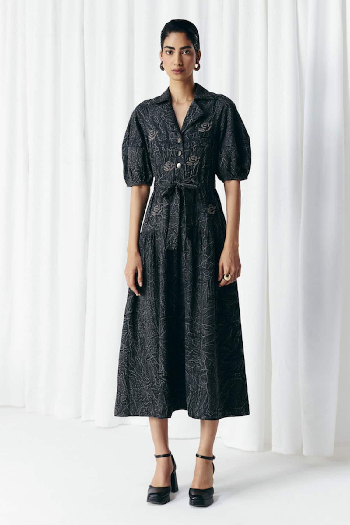 Mellowdrama Washed Denim Embellished Dress 