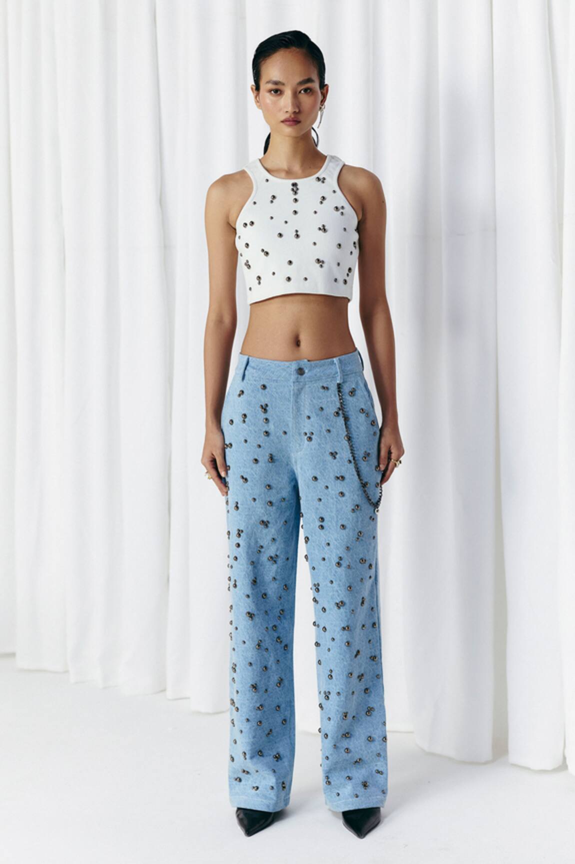 Mellowdrama Washed Denim Studded Jeans 
