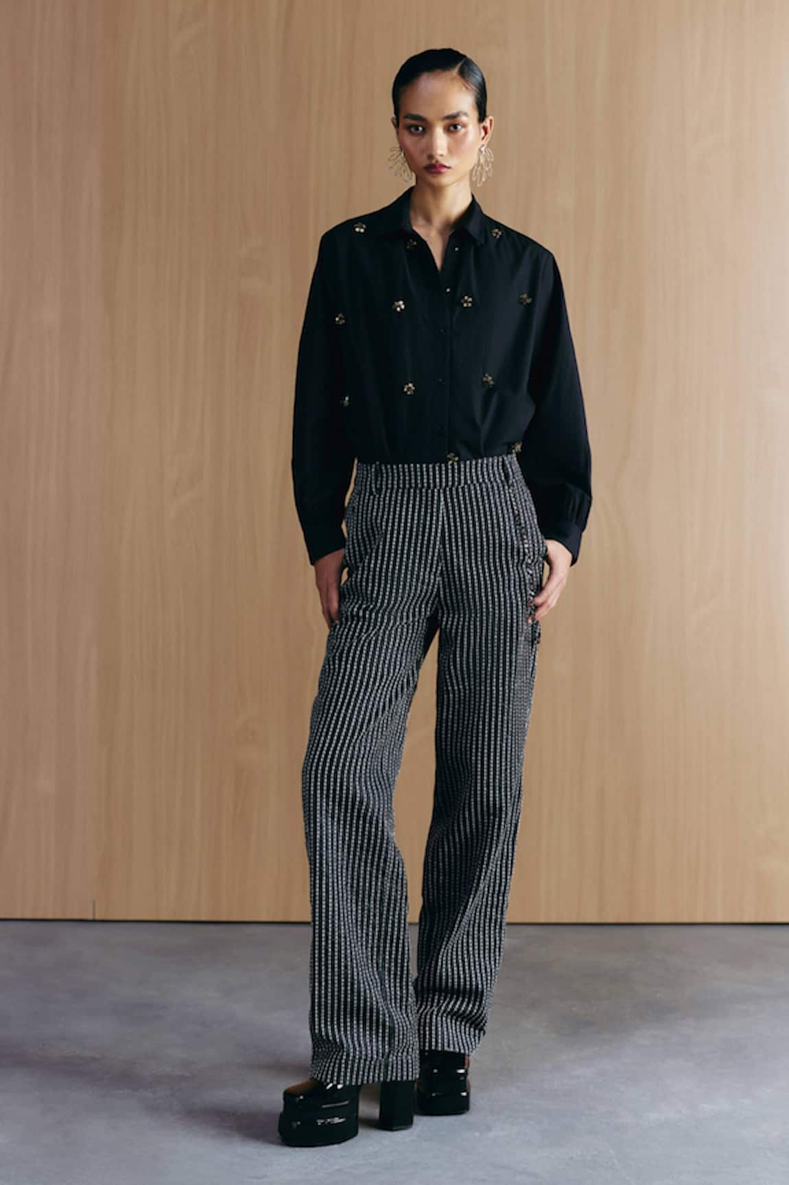 Mellowdrama Embroidered Black Denim Jeans 