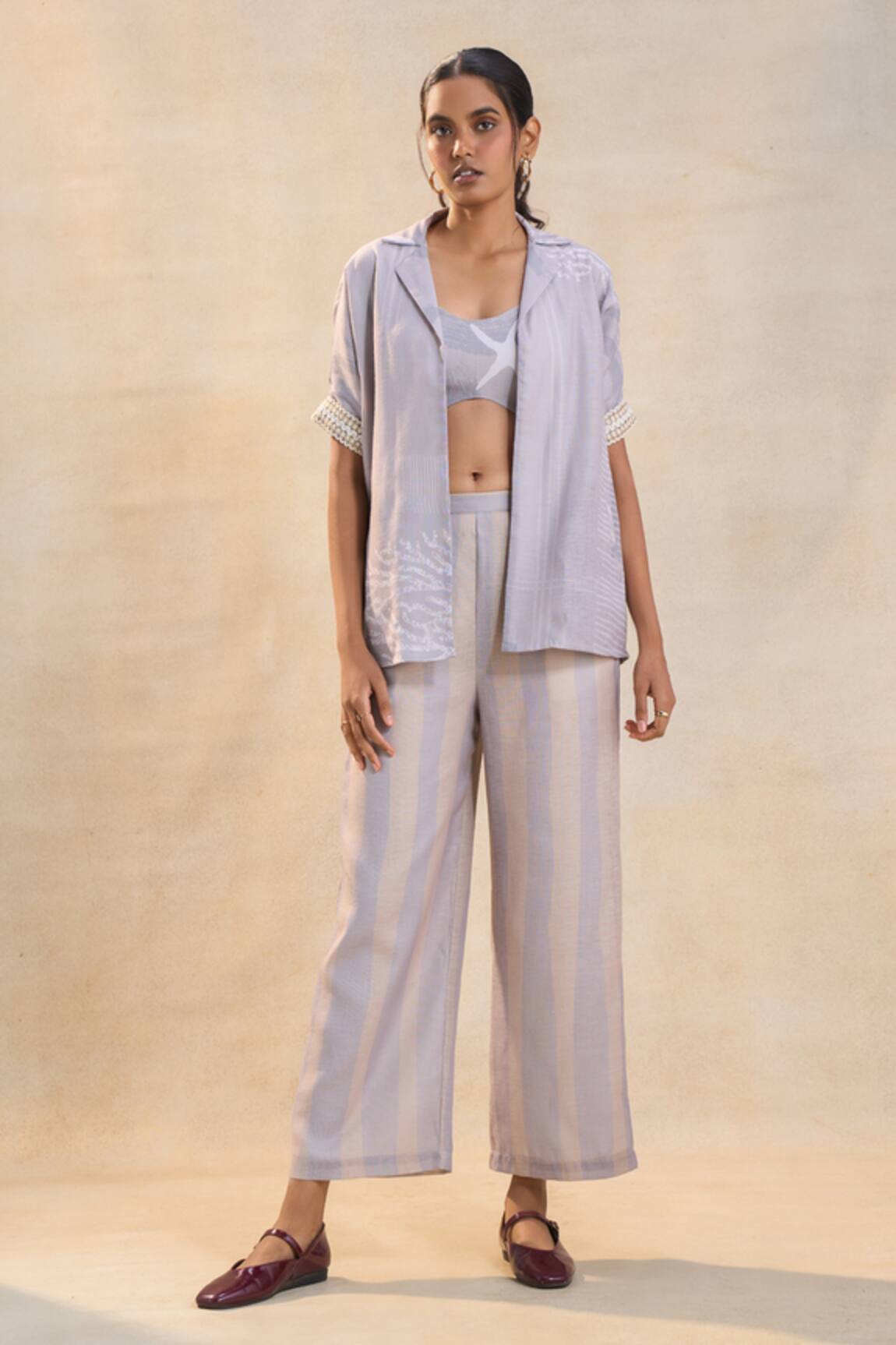 Vedika M Grey Cotton Linen Pant Set 