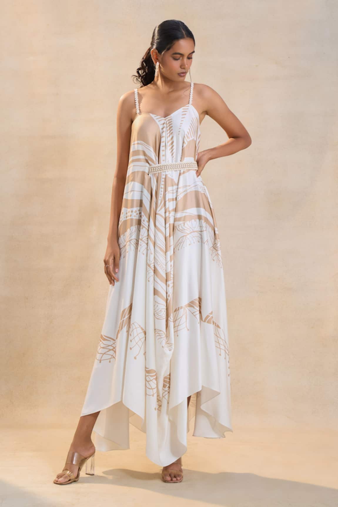 Vedika M Jellyfish Strap Draped Maxi Dress 