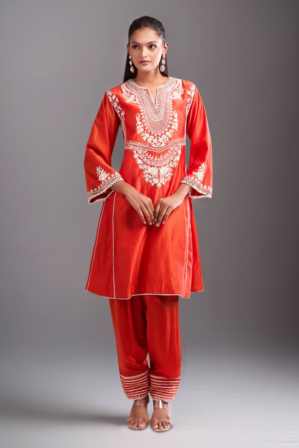 Sheetal Batra Embroidered Burnt Orange Kurta Set 