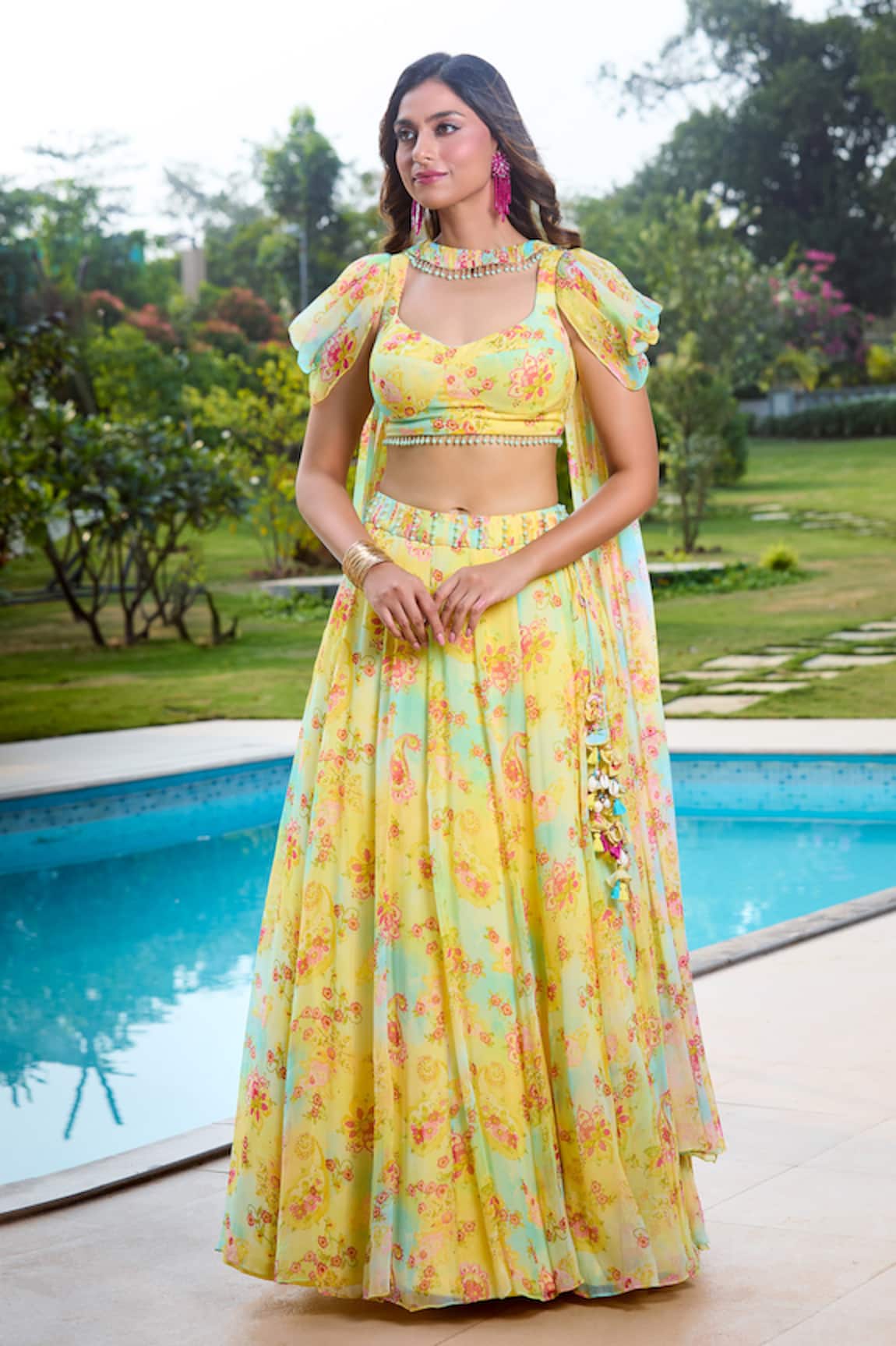 Aariyana Couture Yellow Fusion Lehenga Set with Dupatta 