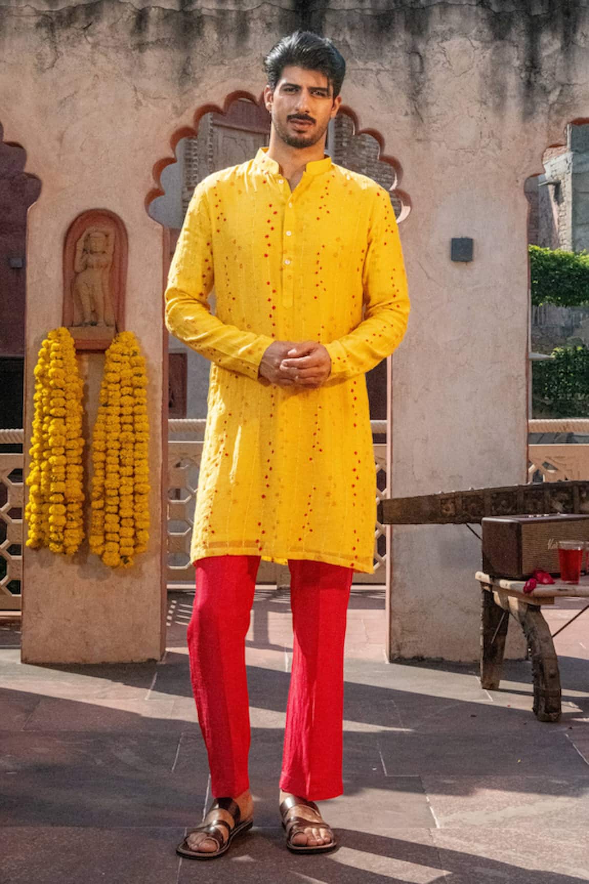 NAFS Yellow Thread Work Kurta Set 