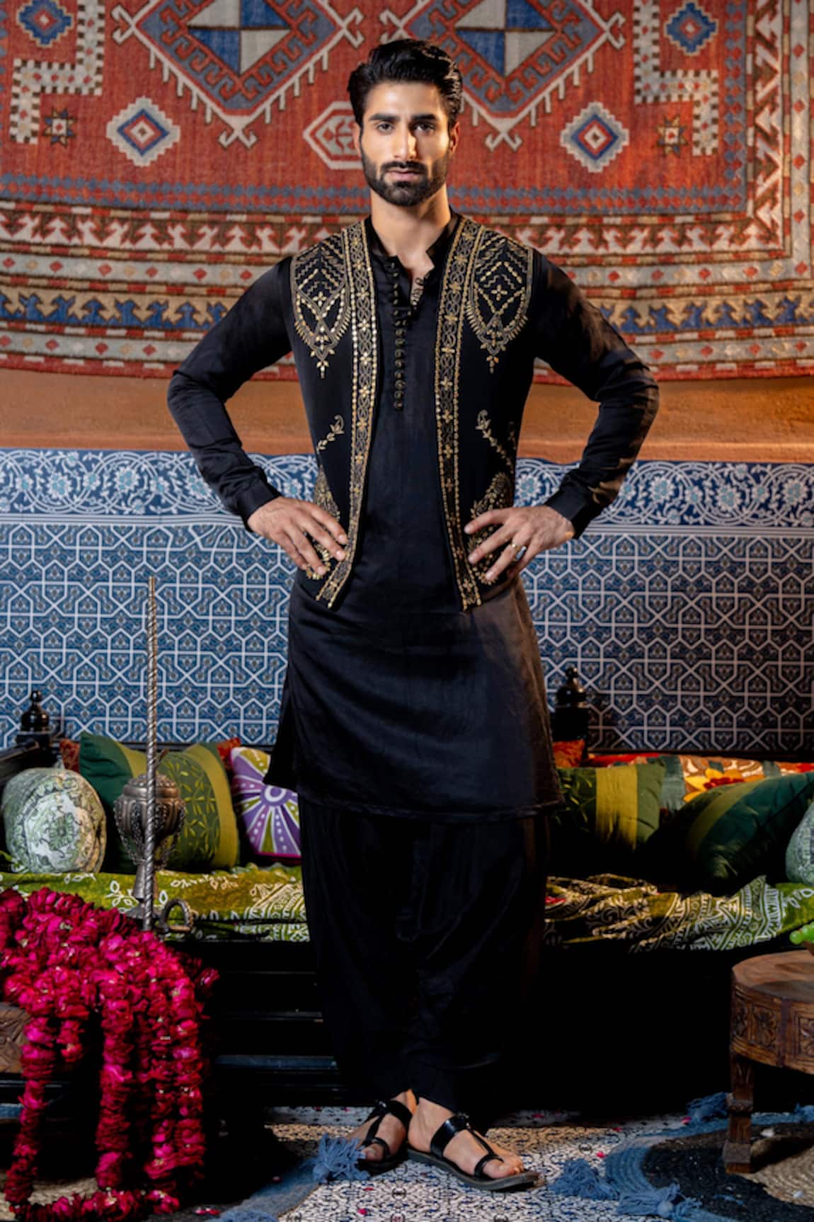 NAFS Black Mirror Embroidered Kurta Set 