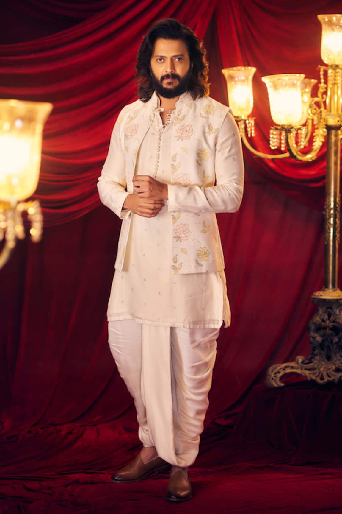 NAFS Floral Badla Work Chanderi Bundi Set 