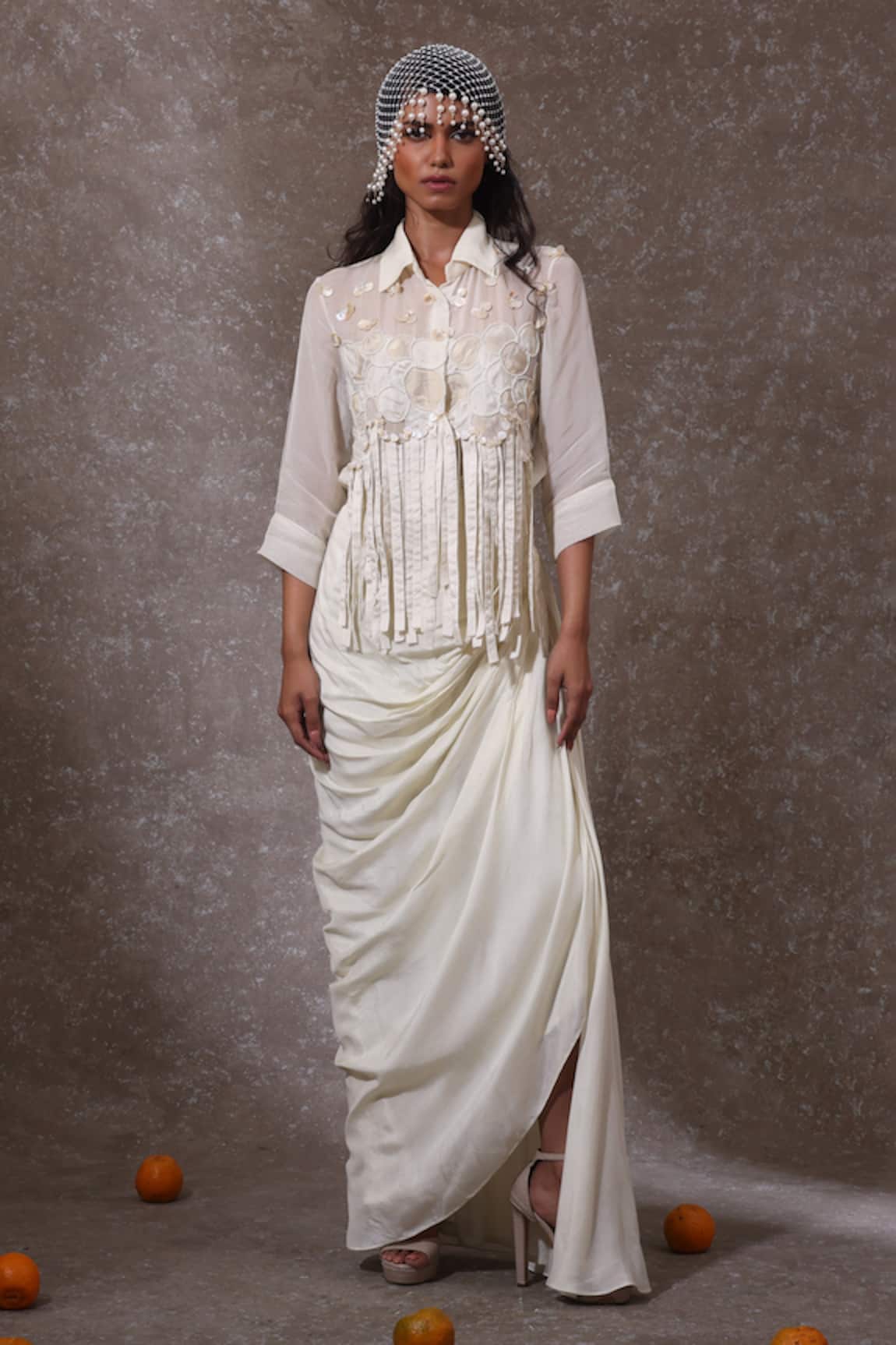 URMIL Off White Fusion Kurta Set 