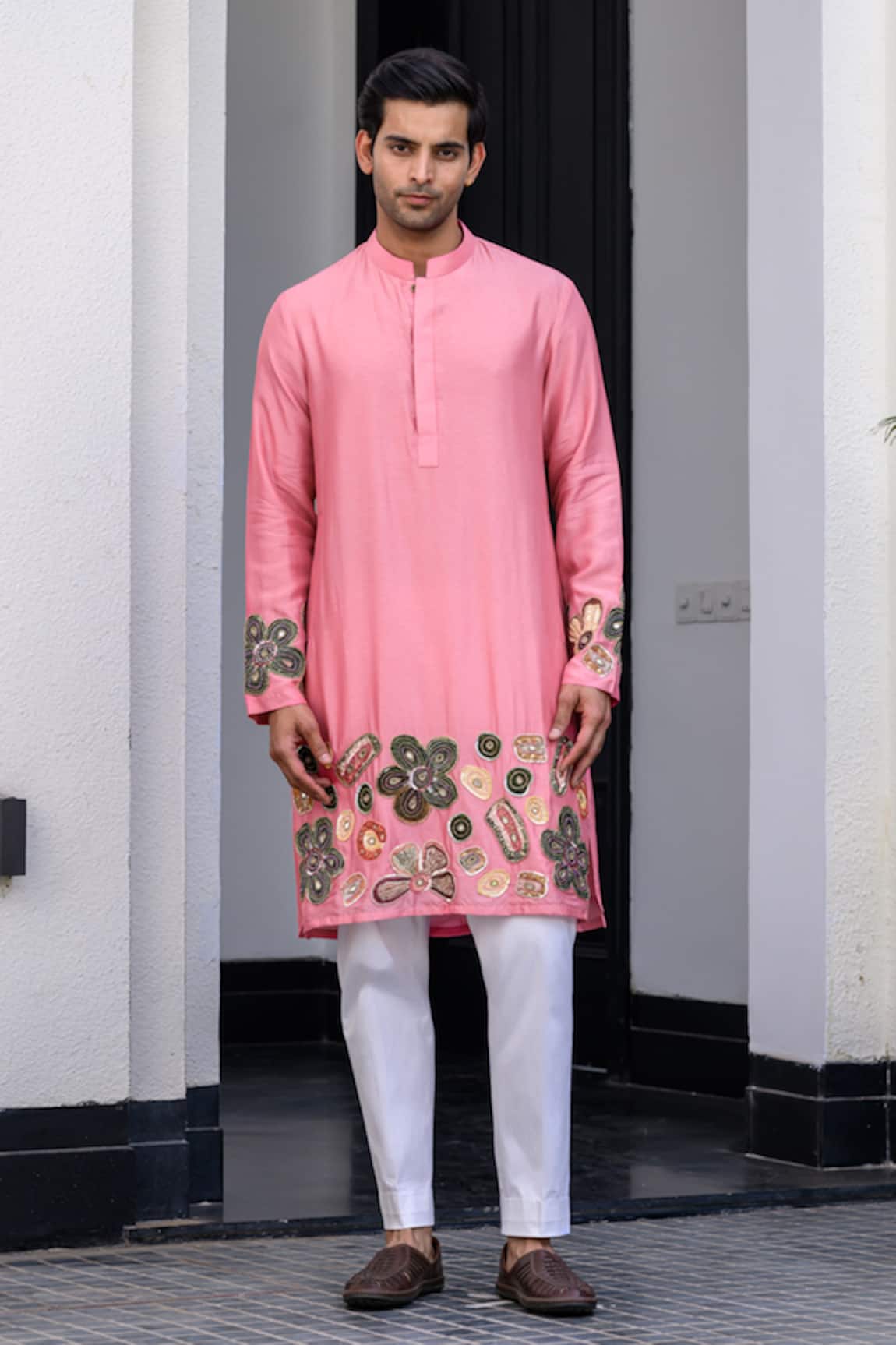 JUHI BENGANI Embroidered Pink Kurta Set 