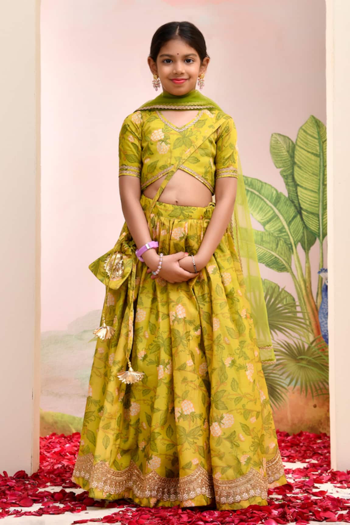 YUVRAANI JAIPUR Yellow Green Designer Lehenga Set 