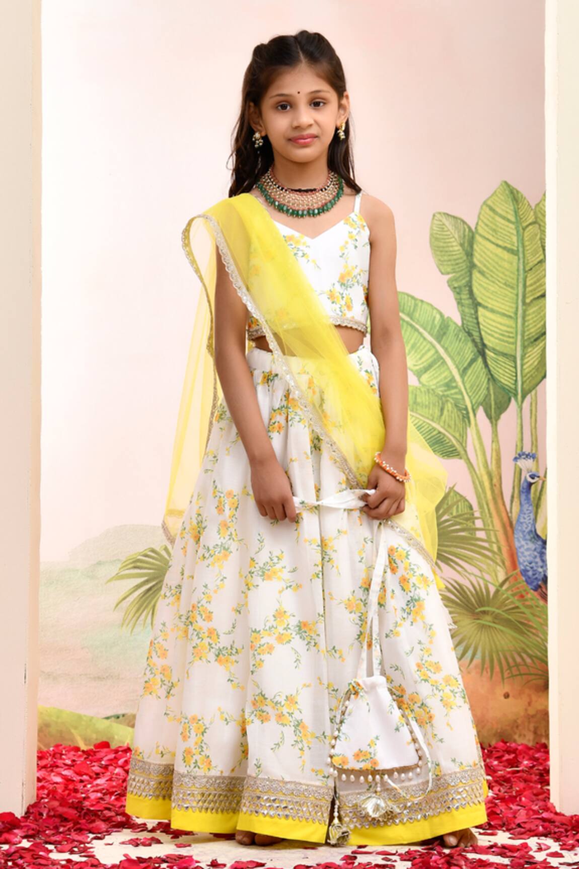 YUVRAANI JAIPUR Ivory & Yellow Designer Lehenga Set 
