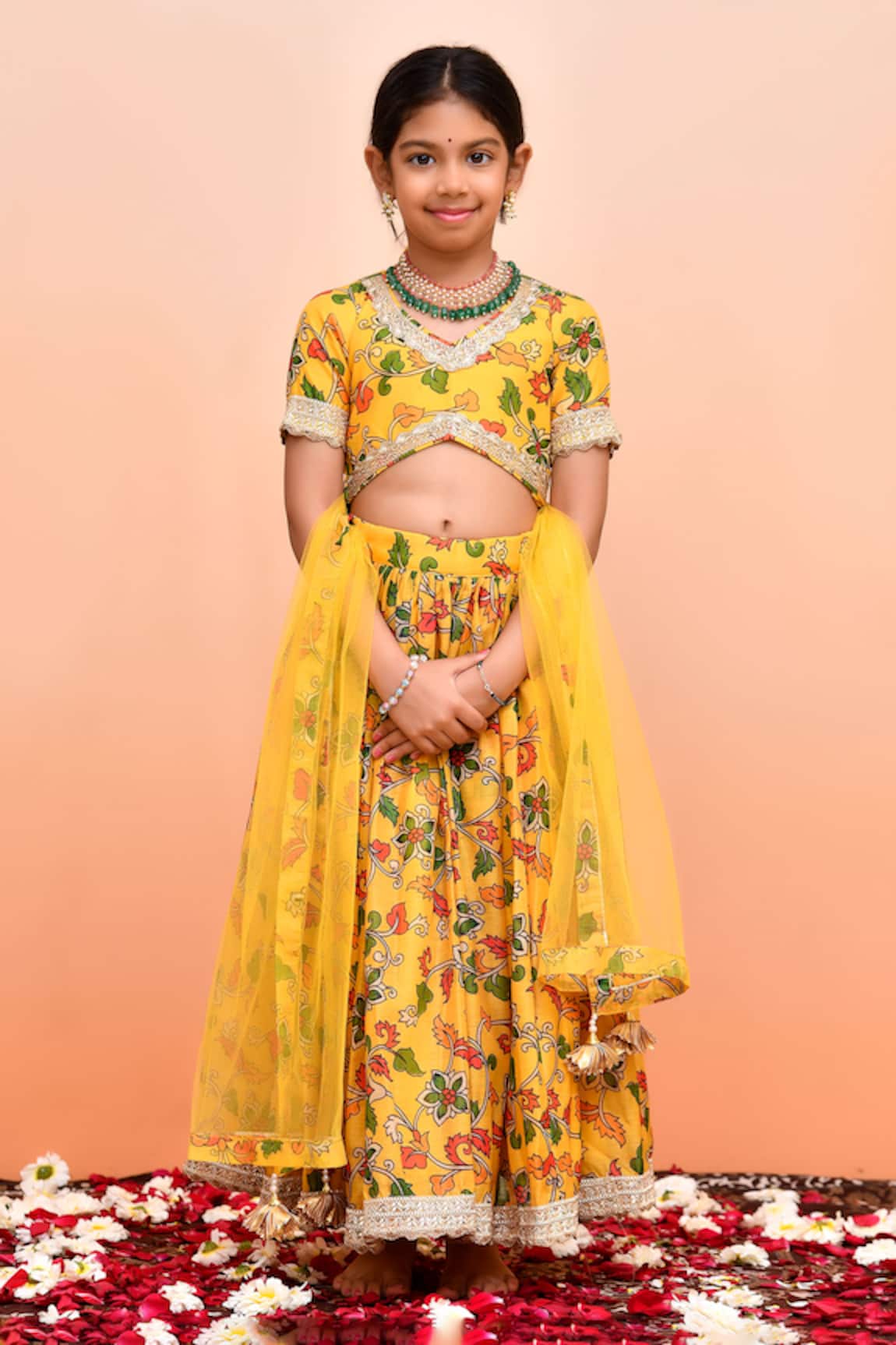 YUVRAANI JAIPUR Yellow Digital Print Lehenga Set 