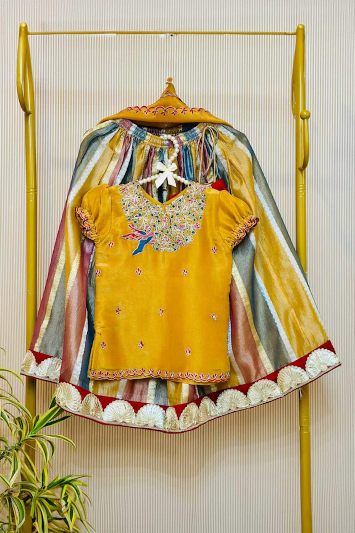 Rage Attire-Sweta Saria Multicolor Striped Tissue Lehenga Set 