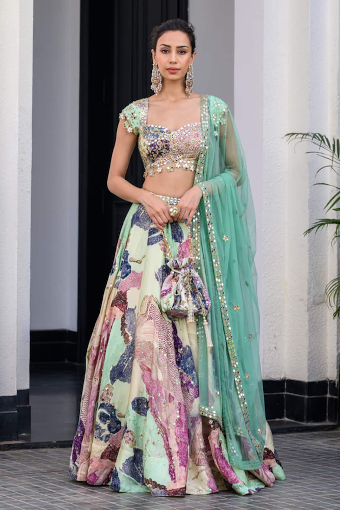 JUHI BENGANI Multi Colour Embellished Lehenga Set 