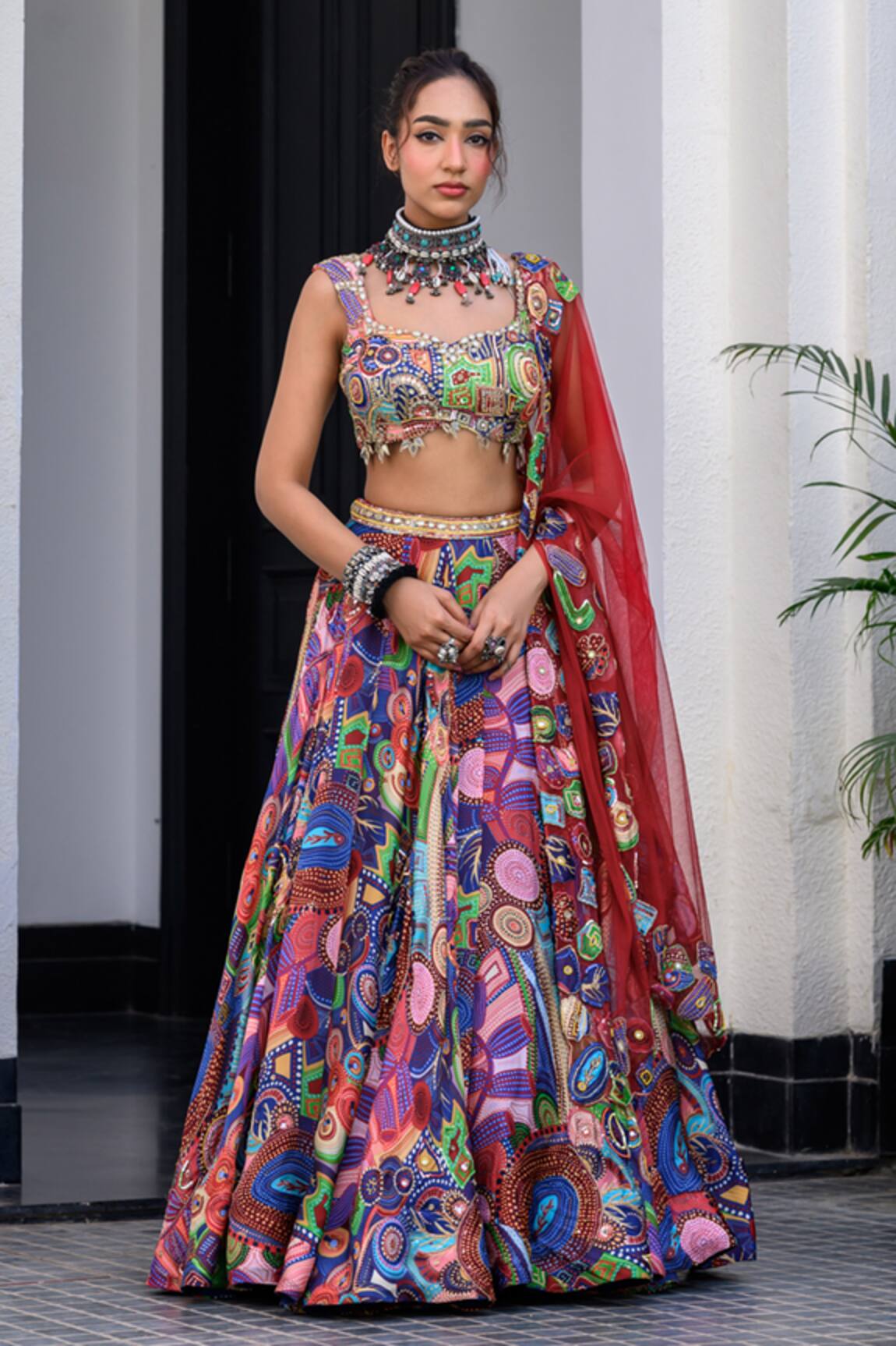 JUHI BENGANI Multi Colour Printed Lehenga Set 