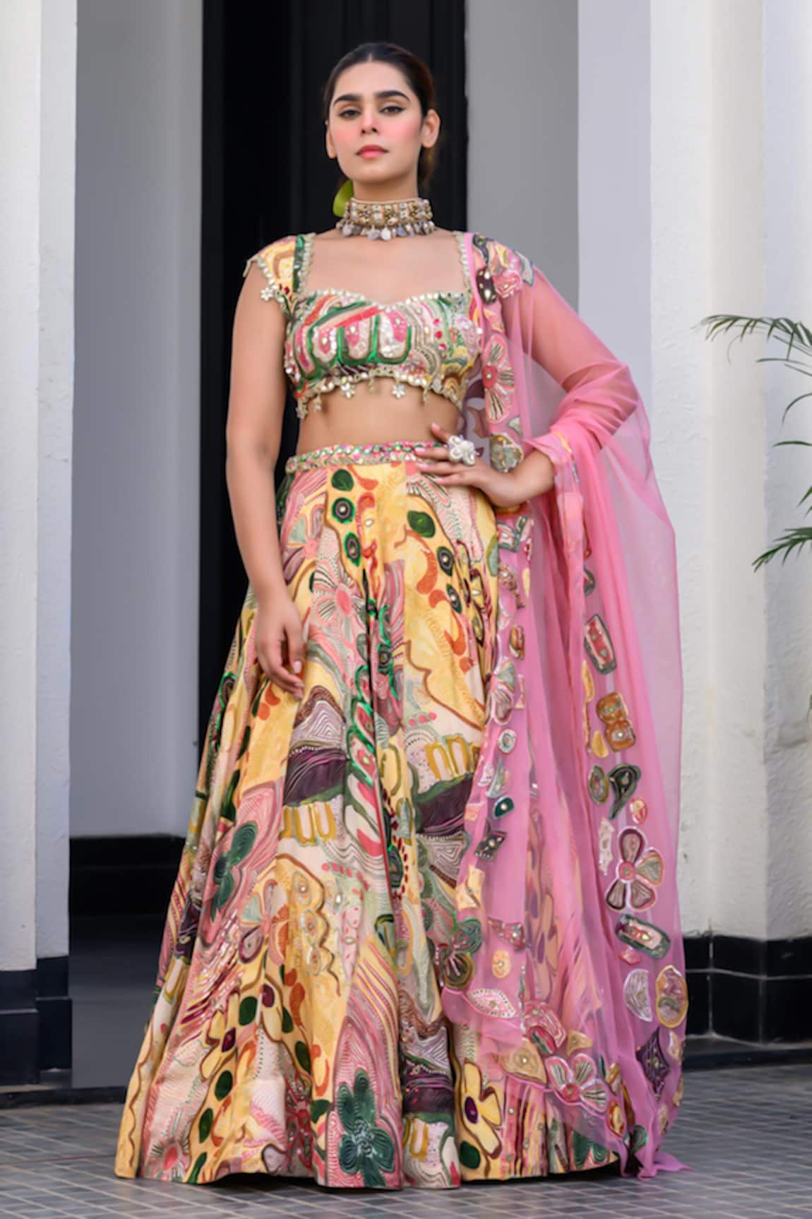 JUHI BENGANI Multi Colour Printed Lehenga Set 