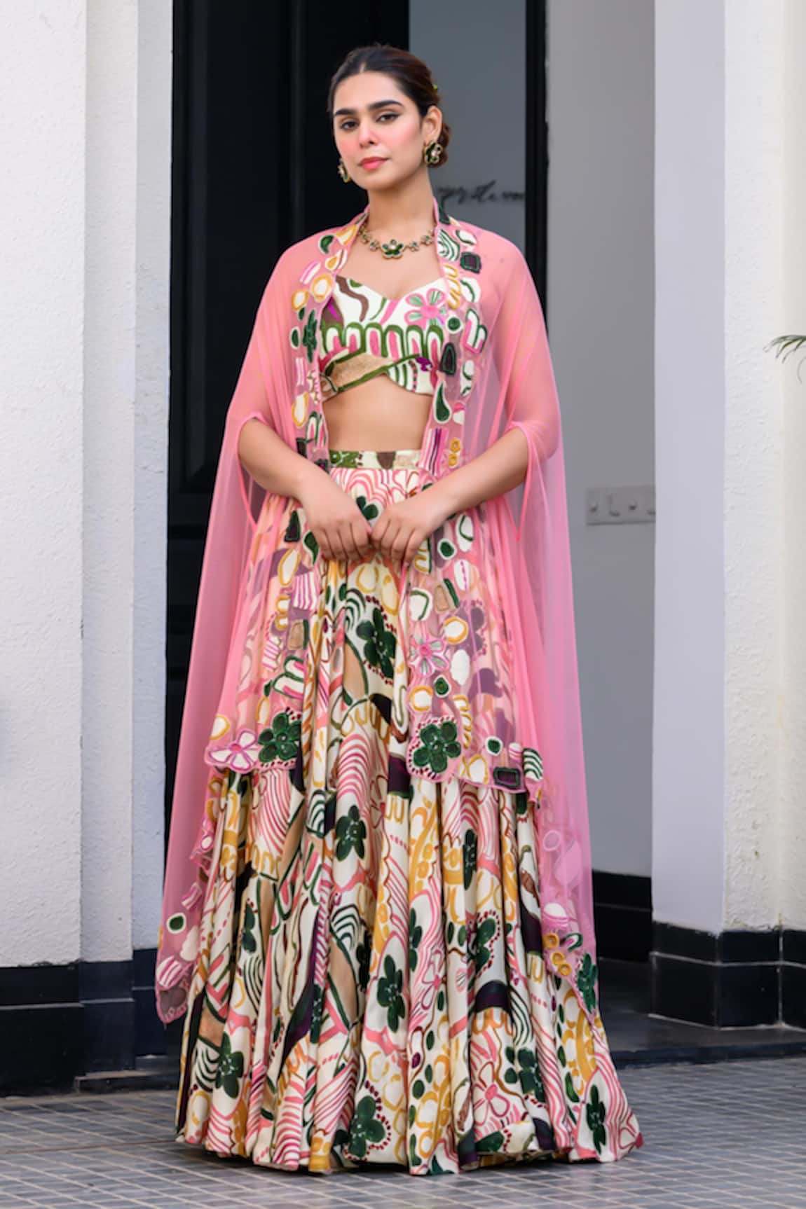 JUHI BENGANI Multi Colour Printed Lehenga Set 