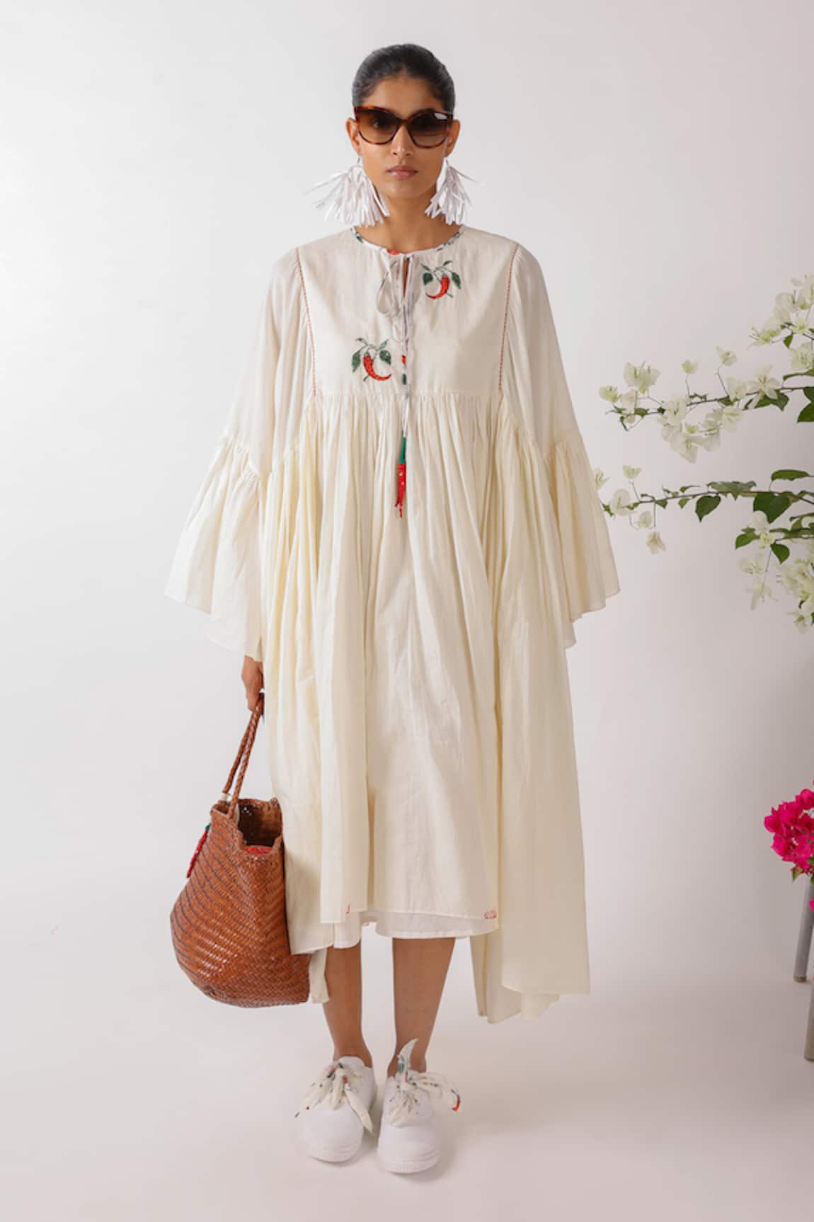 Nikasha Asymmetric Chilly Embroidered Dress 