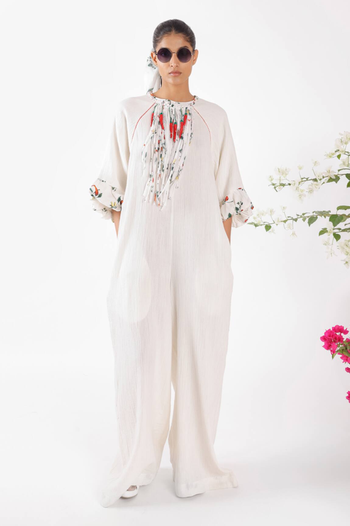 Nikasha Chilly Embroidered Cream Jumpsuit 