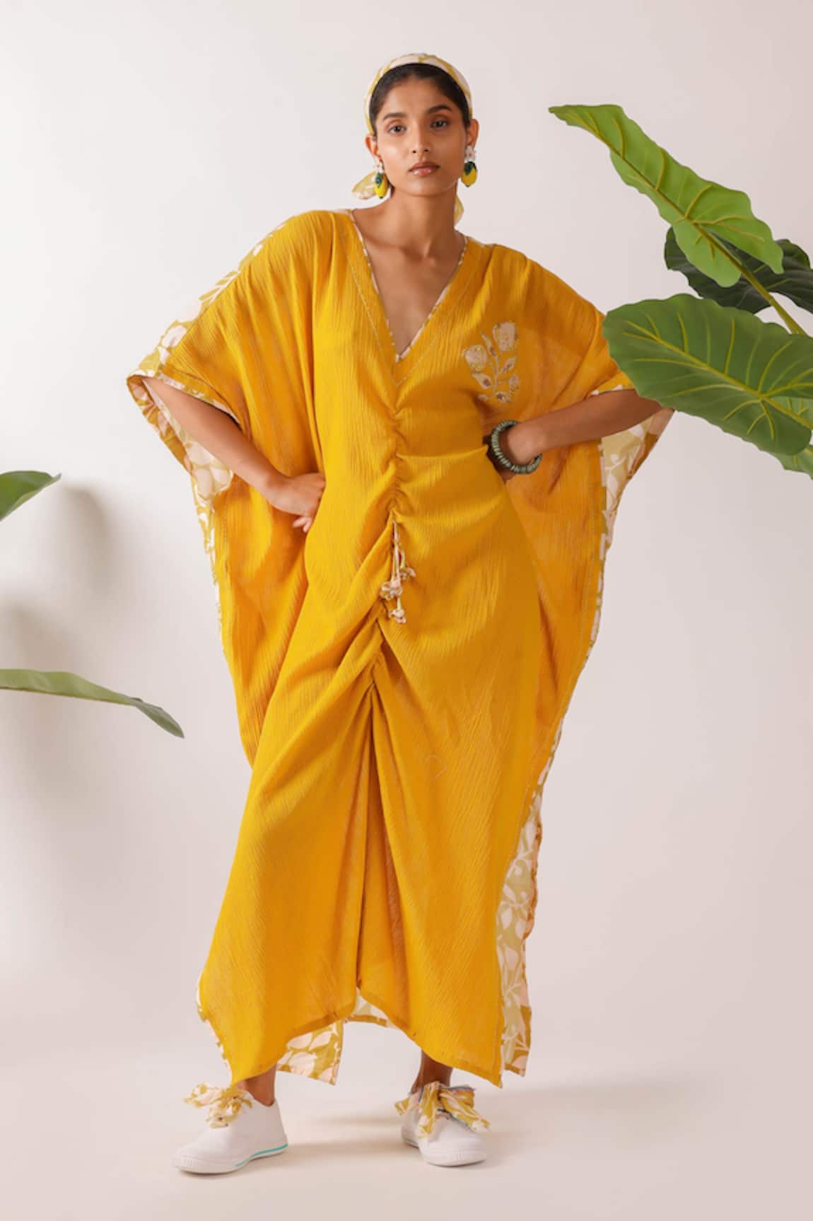 Nikasha Pomegranate Print Ruched Kaftan 