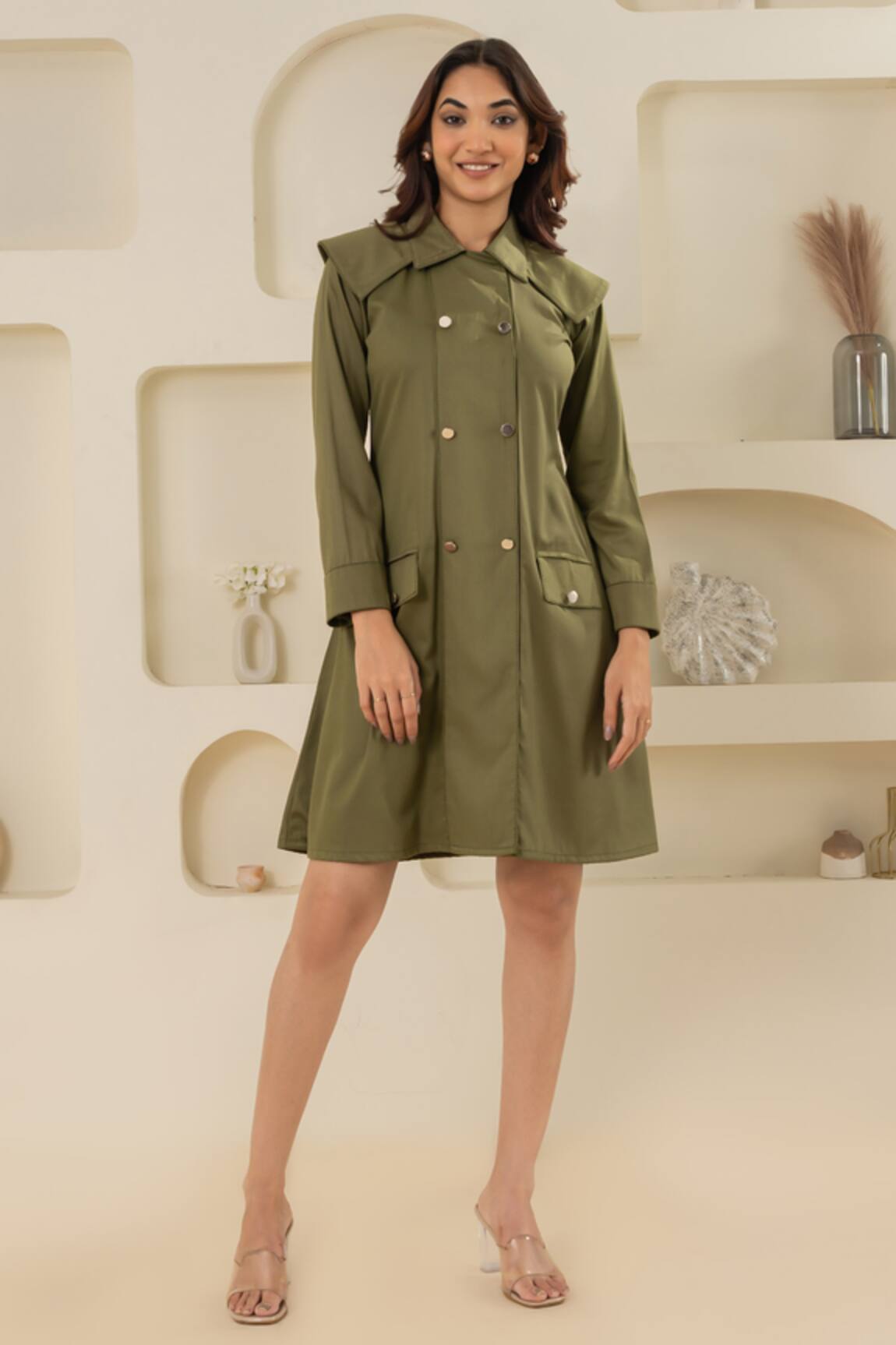 Savaaya Green Cotton Denim Designer Dress 