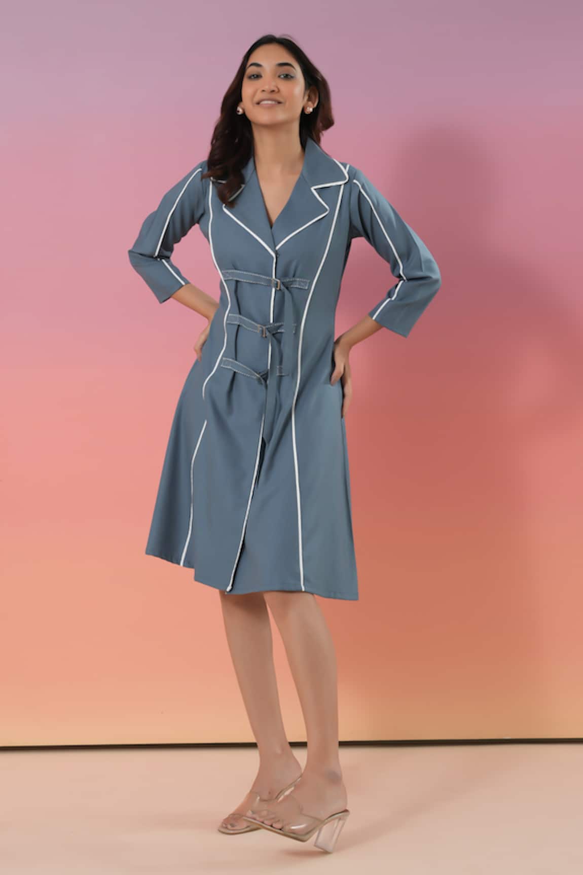 Savaaya Blue Cotton Denim Designer Dress 