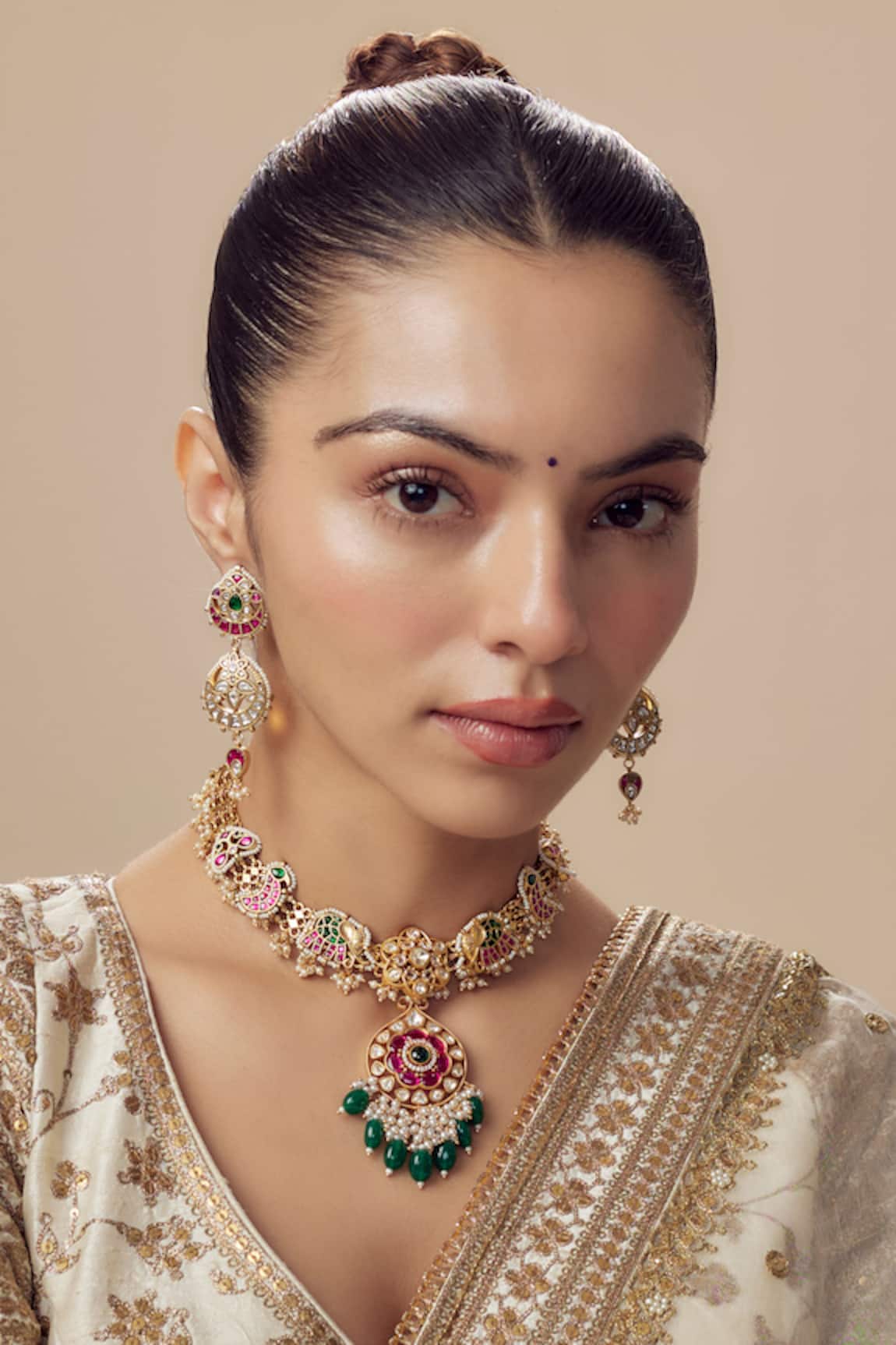 Vivinia By Vidhi Mehra Designer Kundan Polki Jewellery Set 